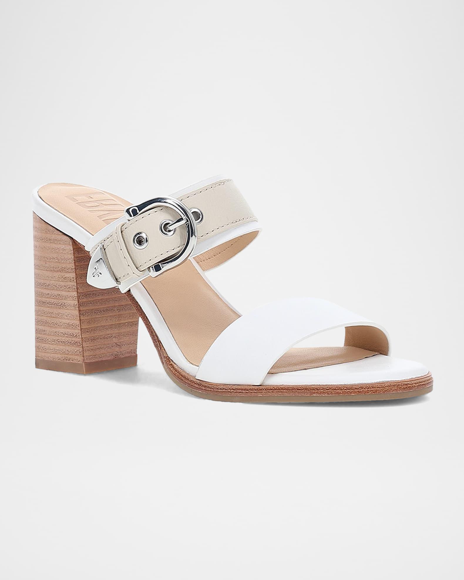 Stella Leather Buckle Dual-Band Sandals Product Image