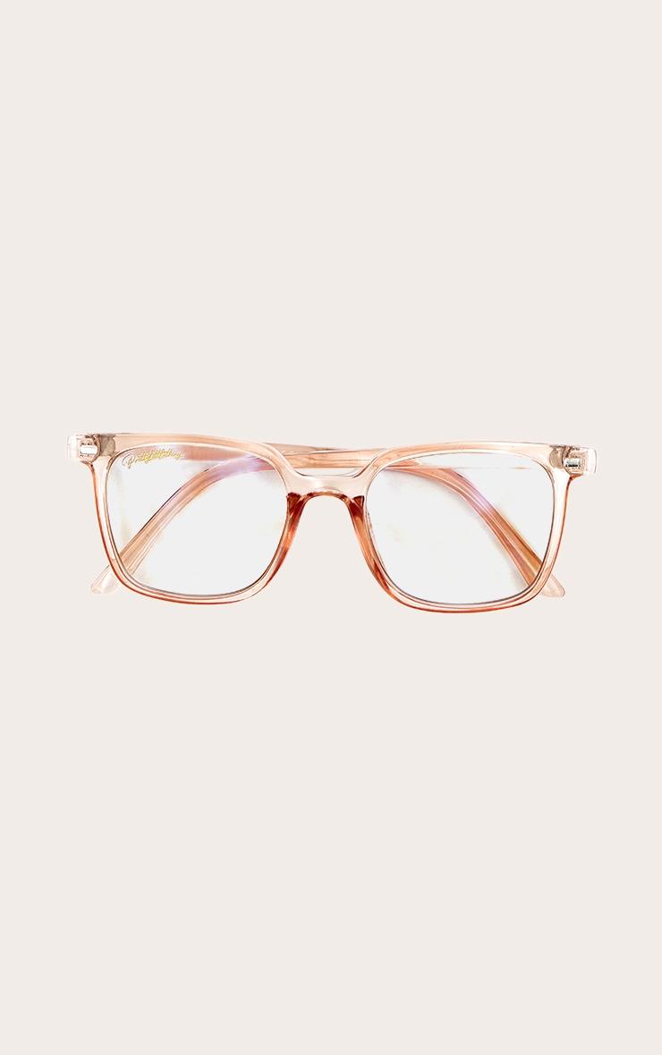 PRETTYLITTLETHING Peach Square Frame Blue Light Readers Product Image