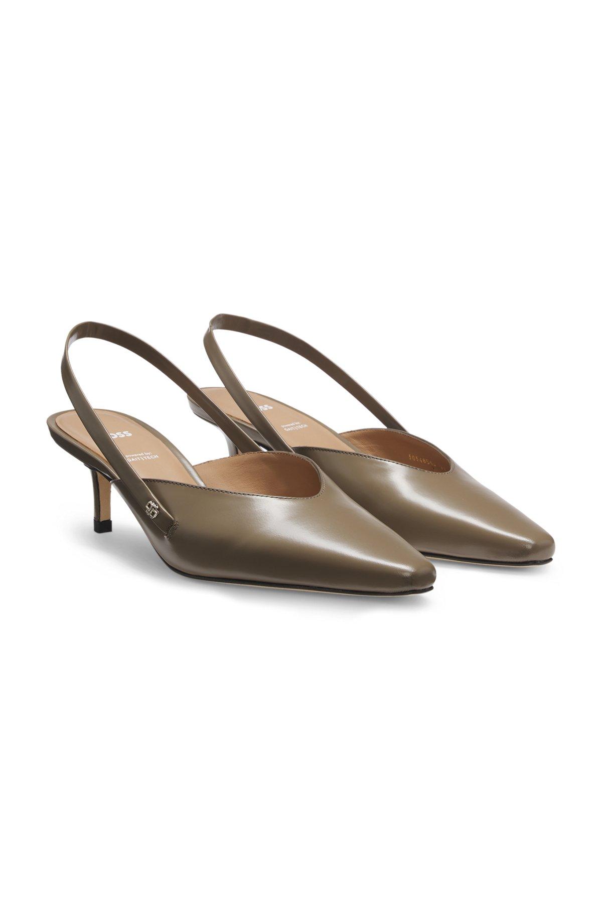 Slingback pumps in polished leather Product Image