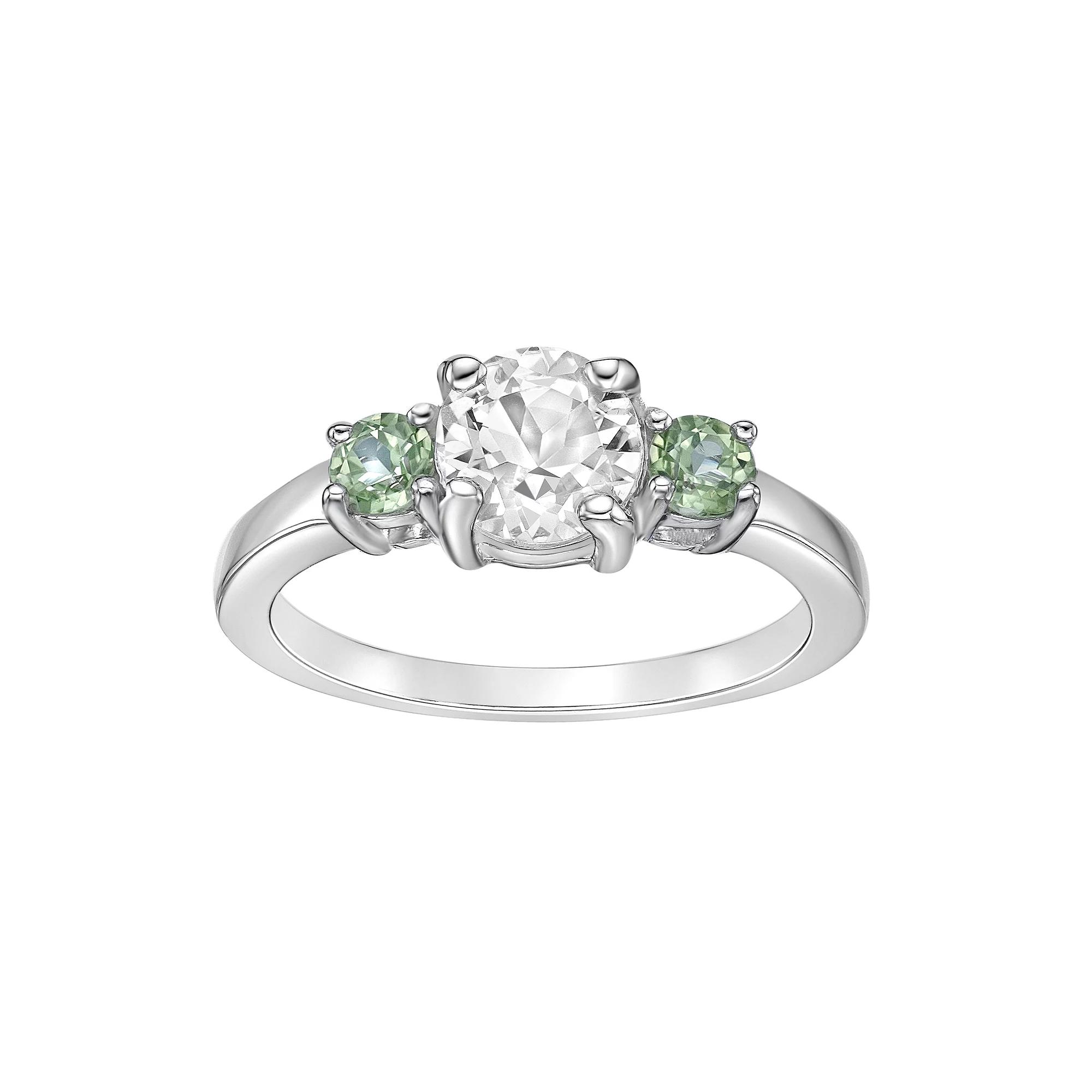 Gemminded Sterling Silver White Topaz & Gemstone Ring, Women's, Size: 9, Peridot Product Image