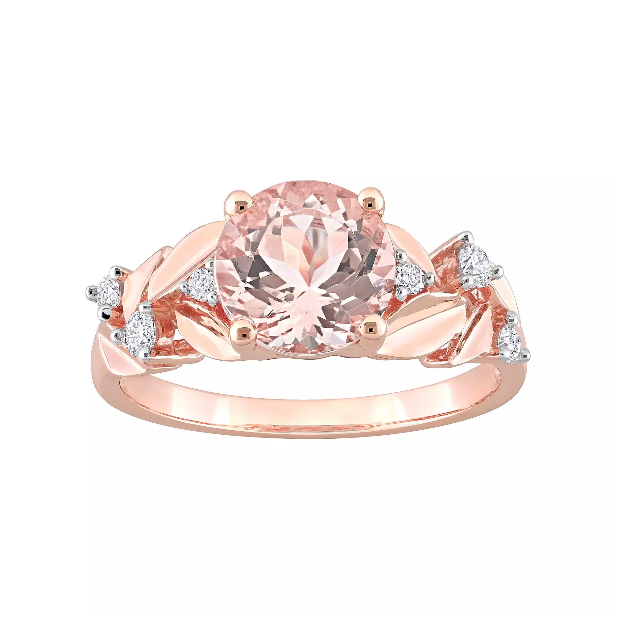 Stella Grace 10k Rose Gold Morganite & 1/7 Carat T.W. Diamond Engagement Ring, Women's,  Product Image