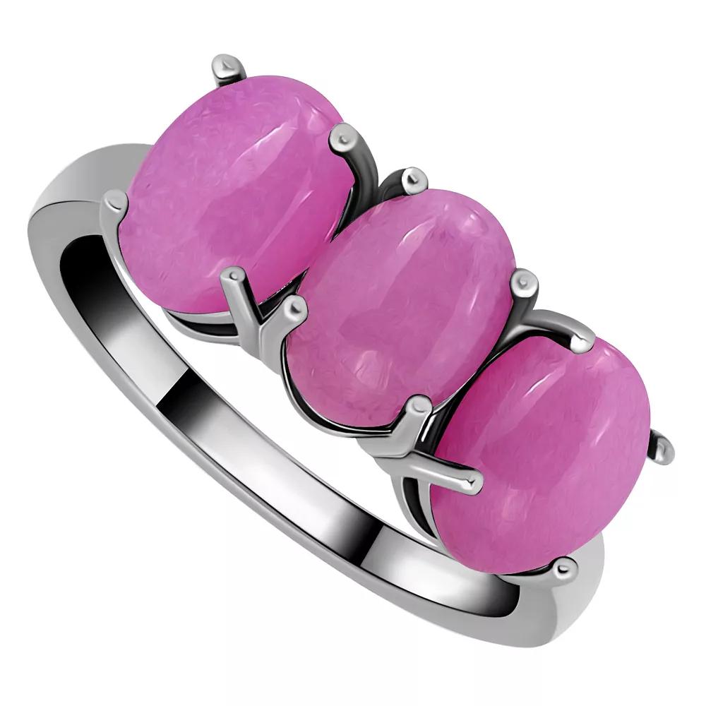 Aleure Precioso Sterling Silver Polished 3-Stone Ring, Women's, Size: 7, Purple Jade Product Image