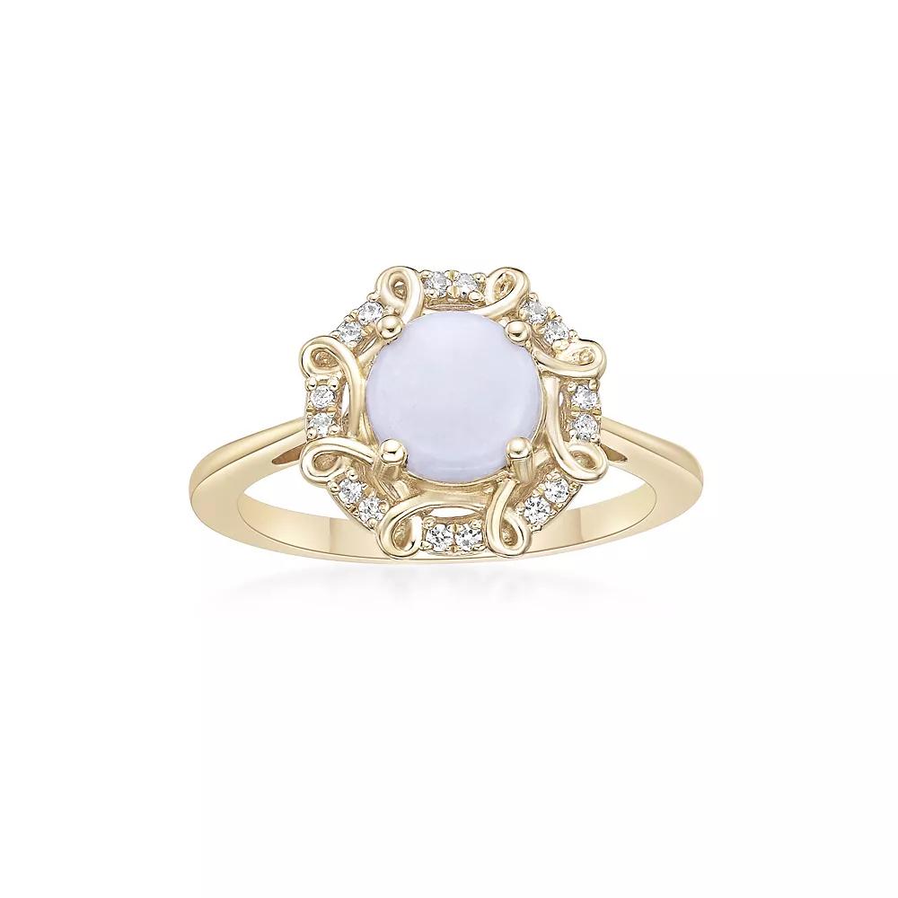 Gemminded 10k Gold Opal & 1/10 Carat T.W. Diamond Ring, Womens Product Image