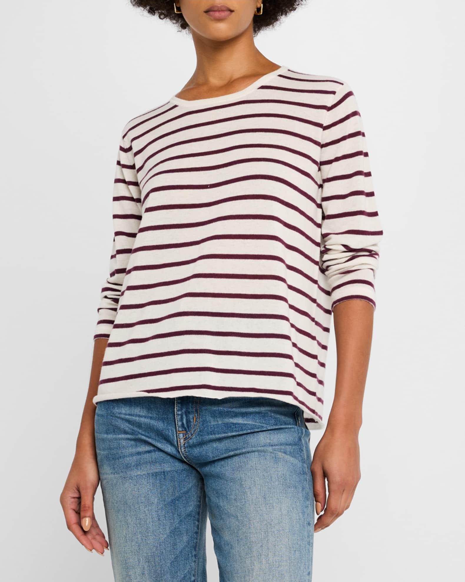Striped Machine-Washable Cashmere Sweater Product Image
