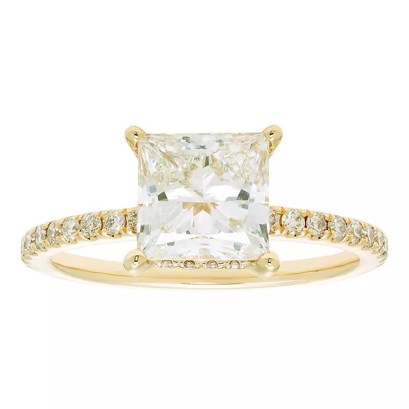 Evergreen Diamonds 14k White Gold 2 3/8 Carat T.W. IGL Certified Princess Cut Lab-Grown Diamond Hidden Halo Ring, Women's,  Product Image