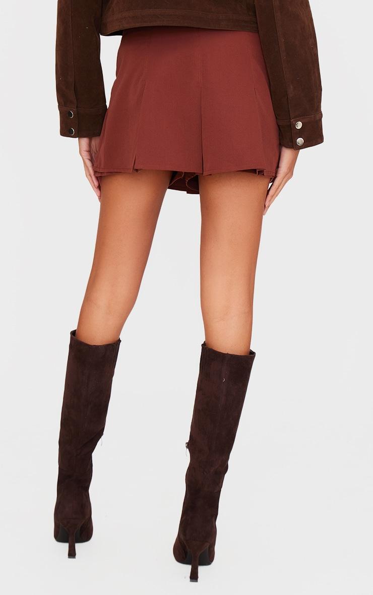 Chocolate Tailored Woven Box Pleat Skater Skort Product Image