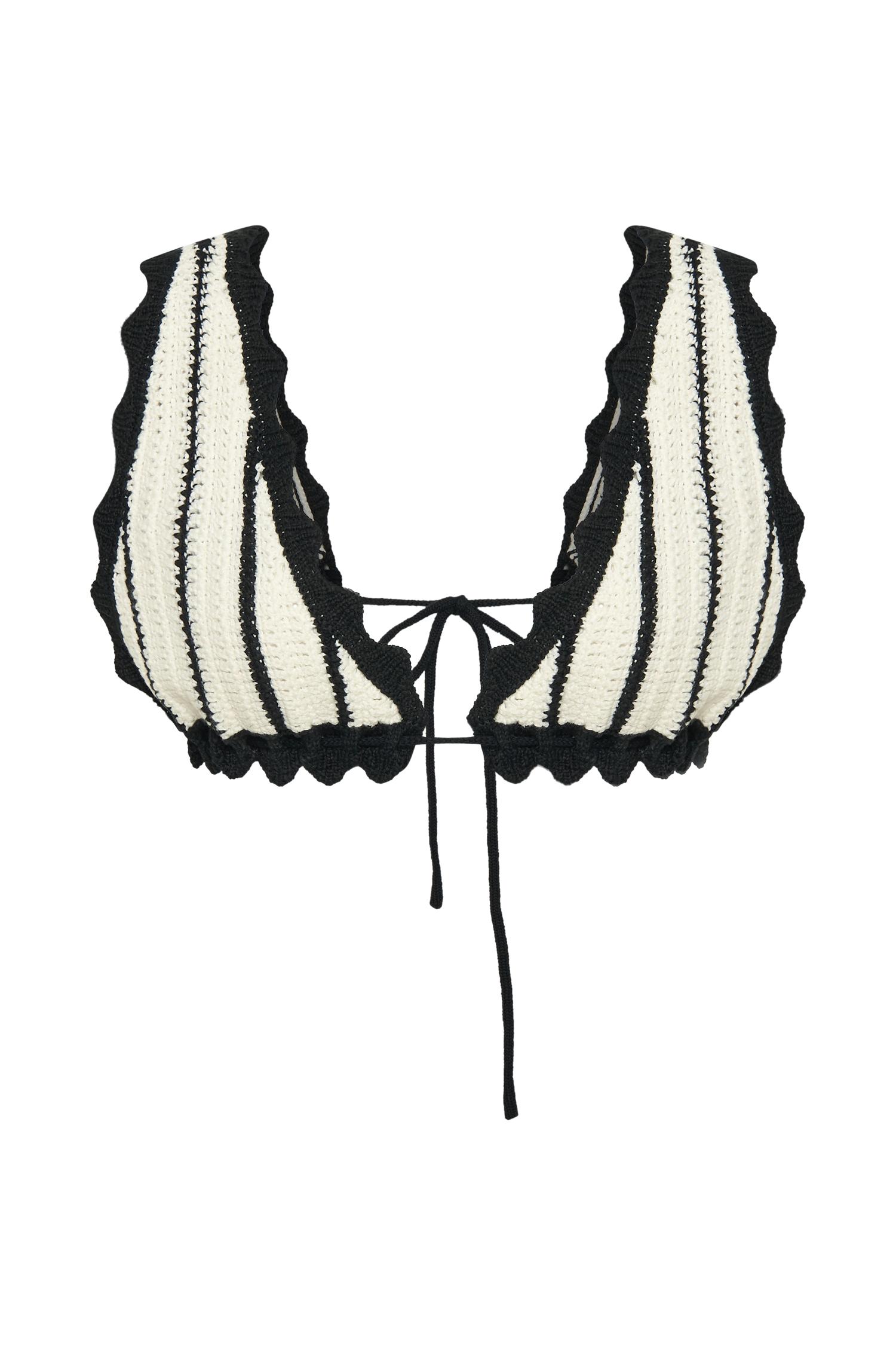 Jadia Contrast Crochet Bralette - Black/White Product Image