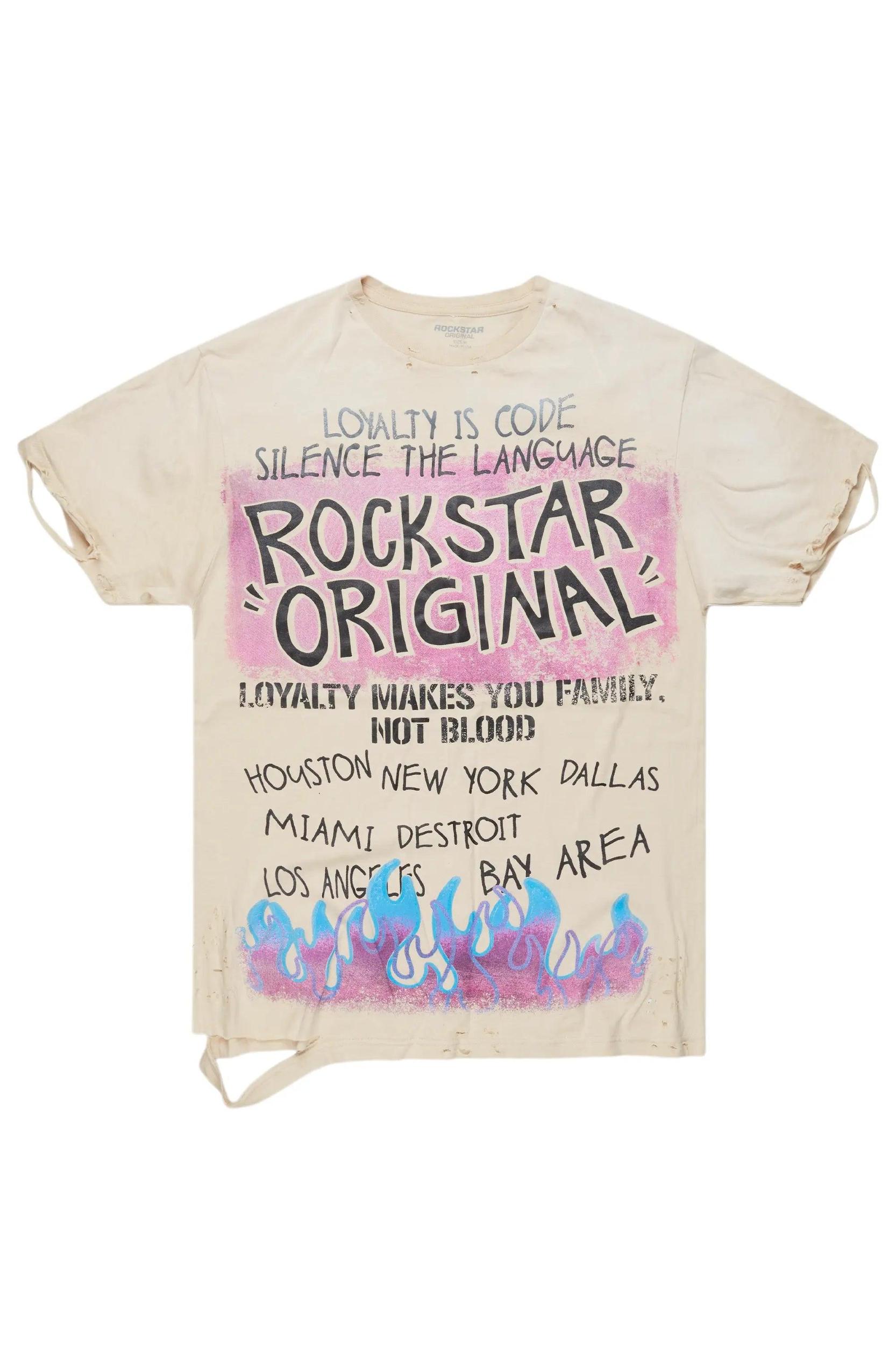 Beno Beige Oversized Graphic T-Shirt Male Product Image