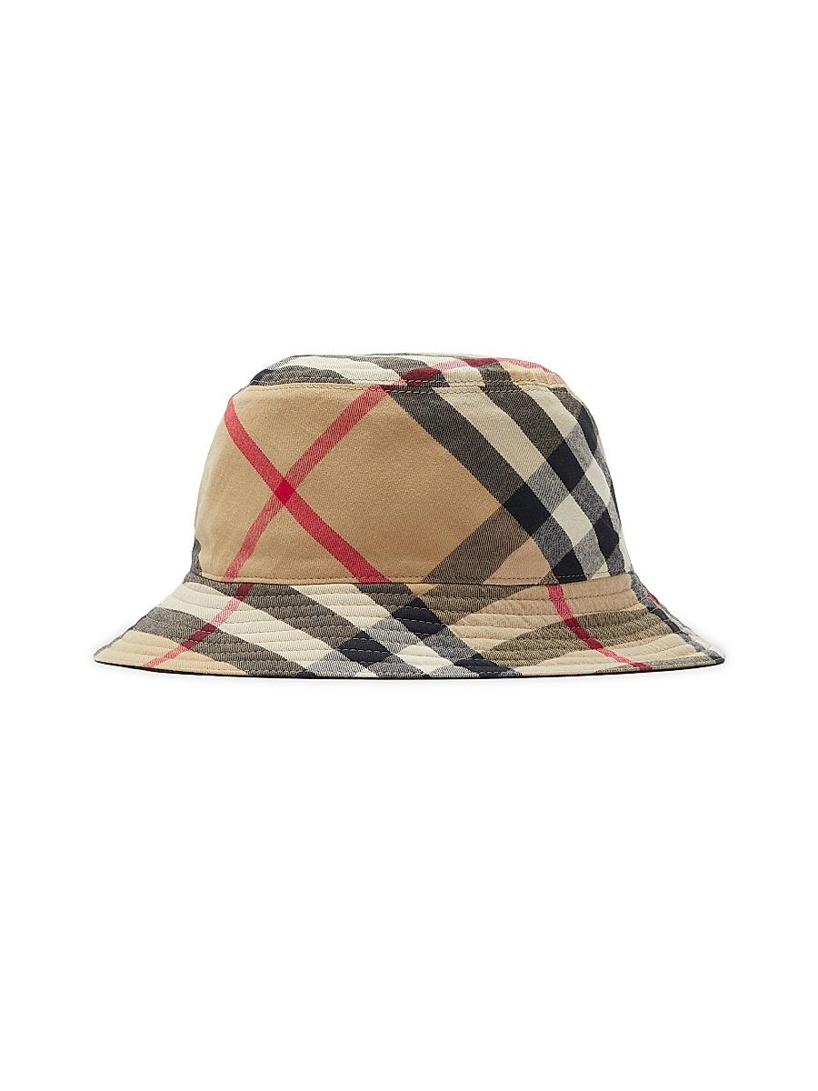 Mens Reversible Check Cotton Bucket Hat Product Image
