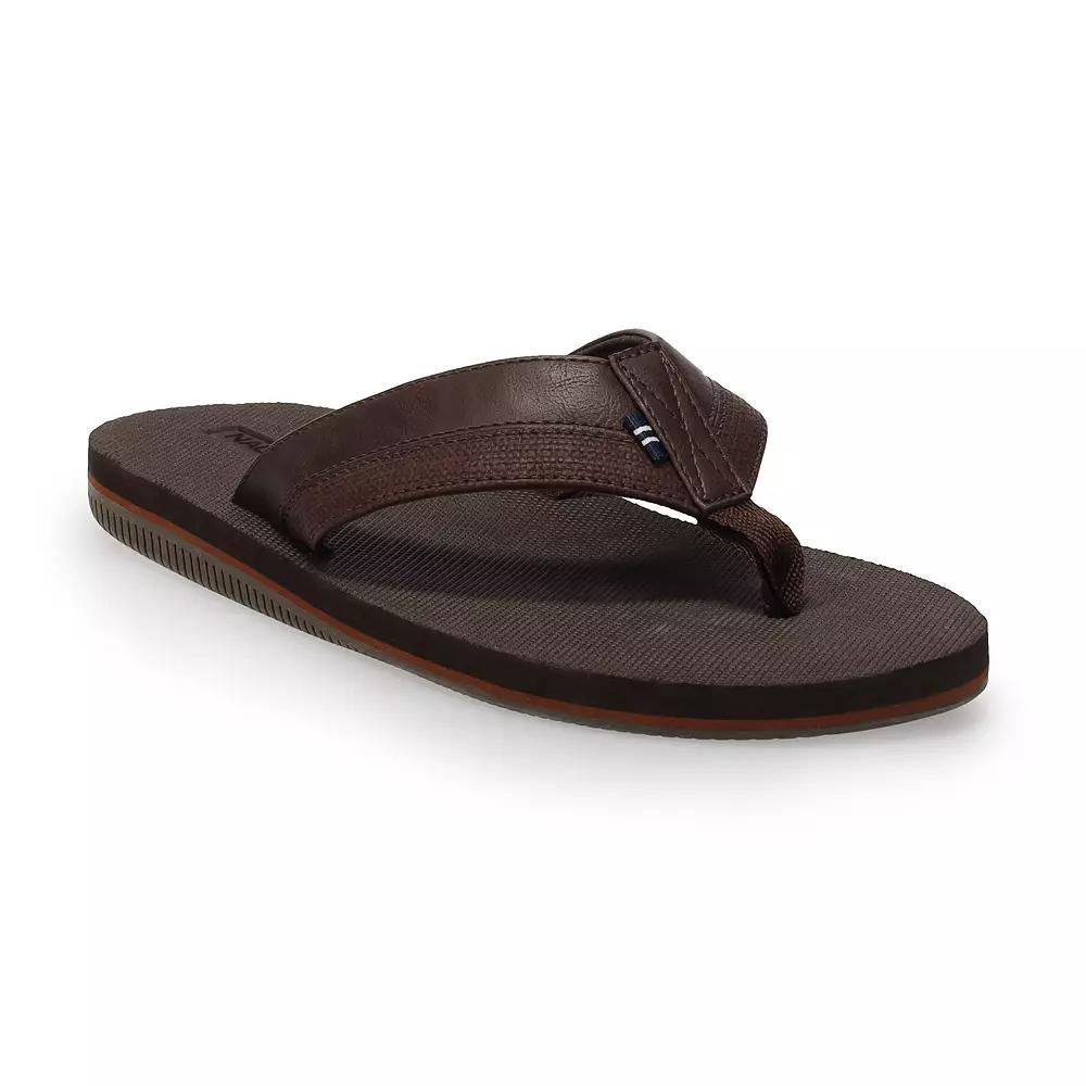 Nautica Clarkson Mens Flip Flop Sandals Brown Product Image