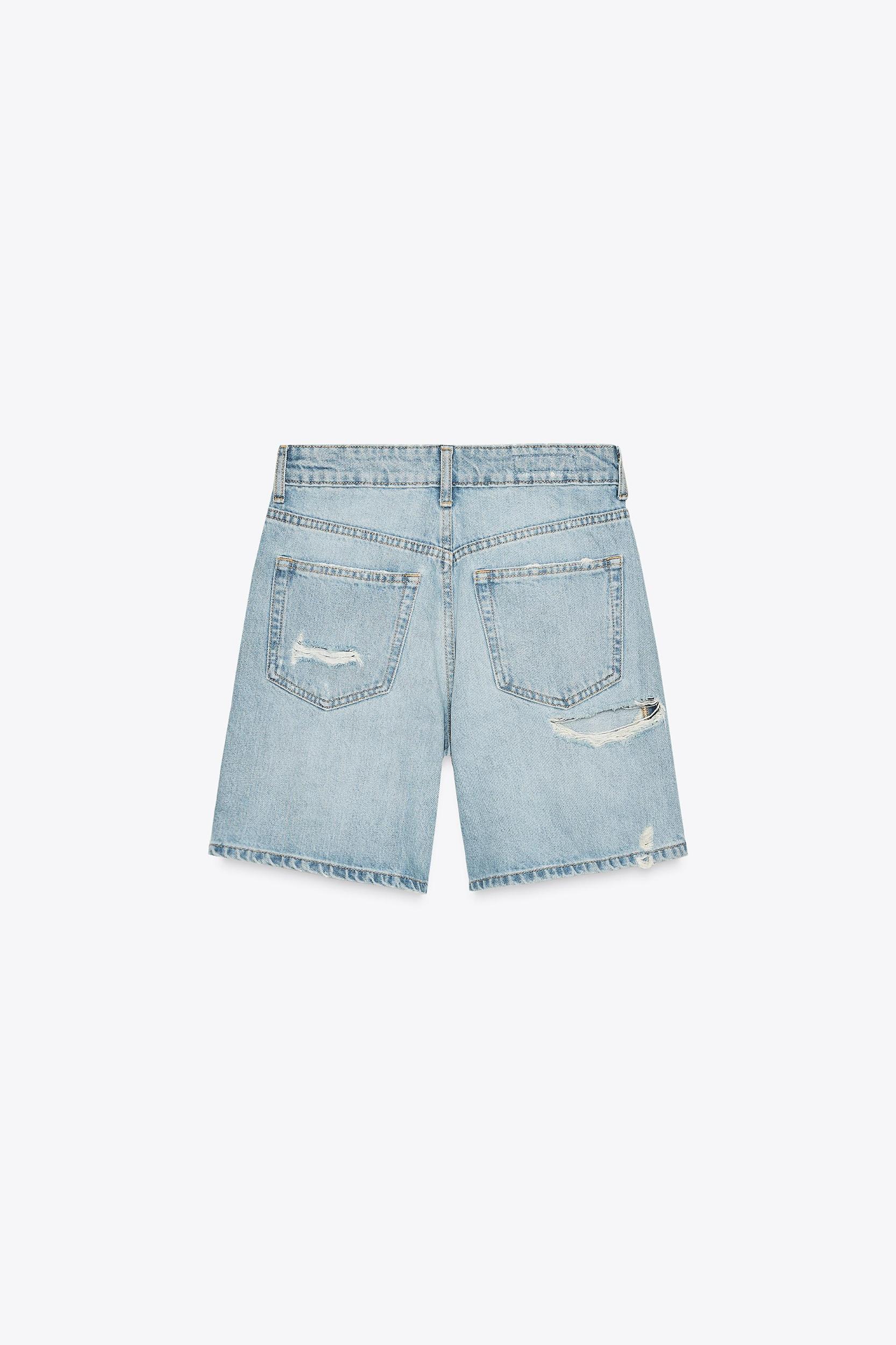 MID-RISE RIPPED TRF DENIM SHORTS Product Image