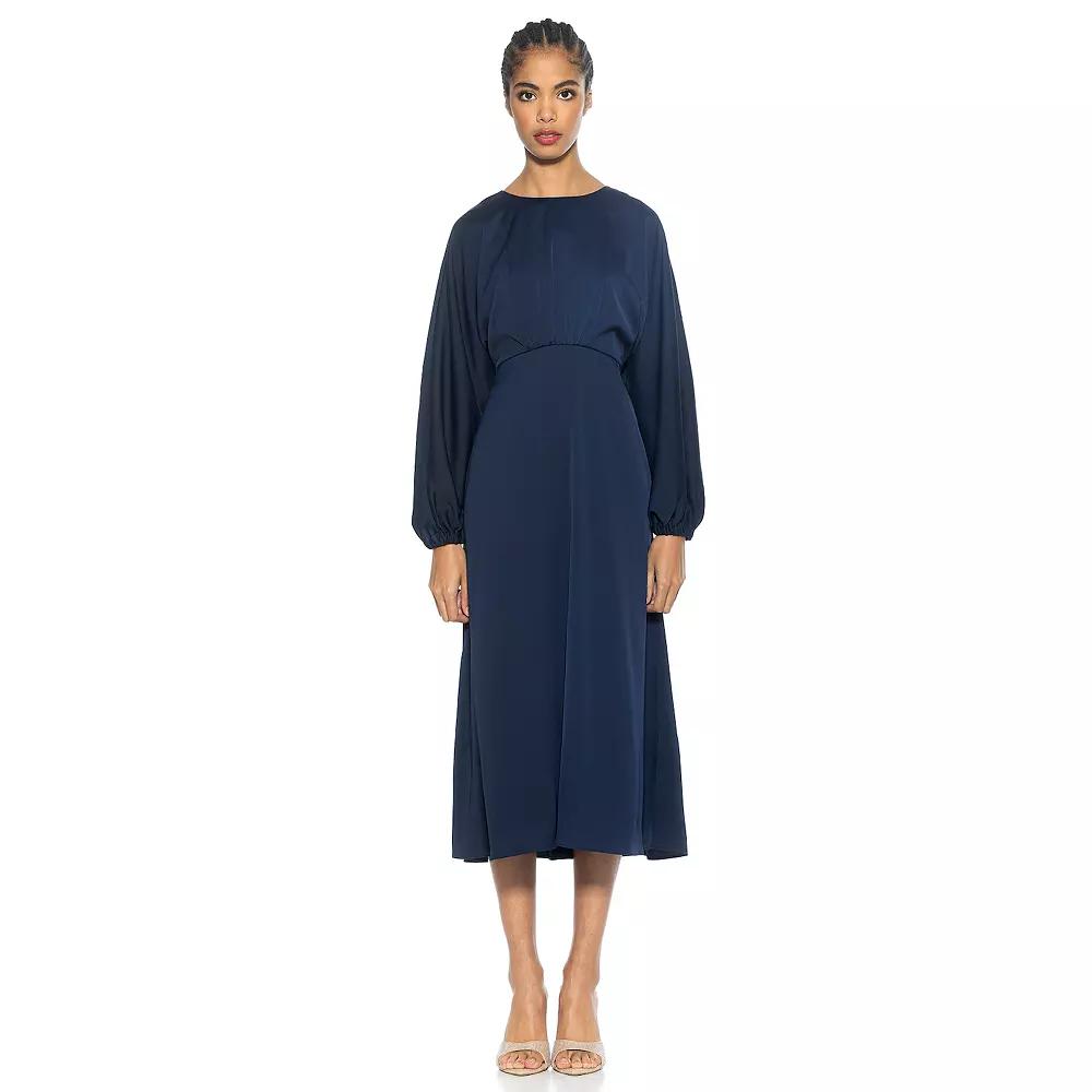 Women's ALEXIA ADMOR Constance Draped Dolman Sleeve Fit And Flare Dress, Size: 10, Blue Product Image