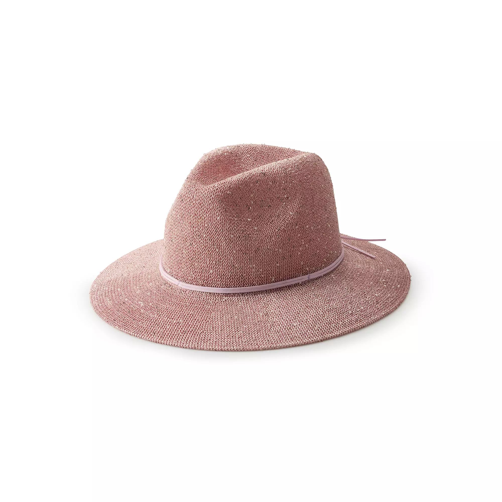 Women's Sonoma Goods For Life® Sequin Knit Fedora, Blush Product Image
