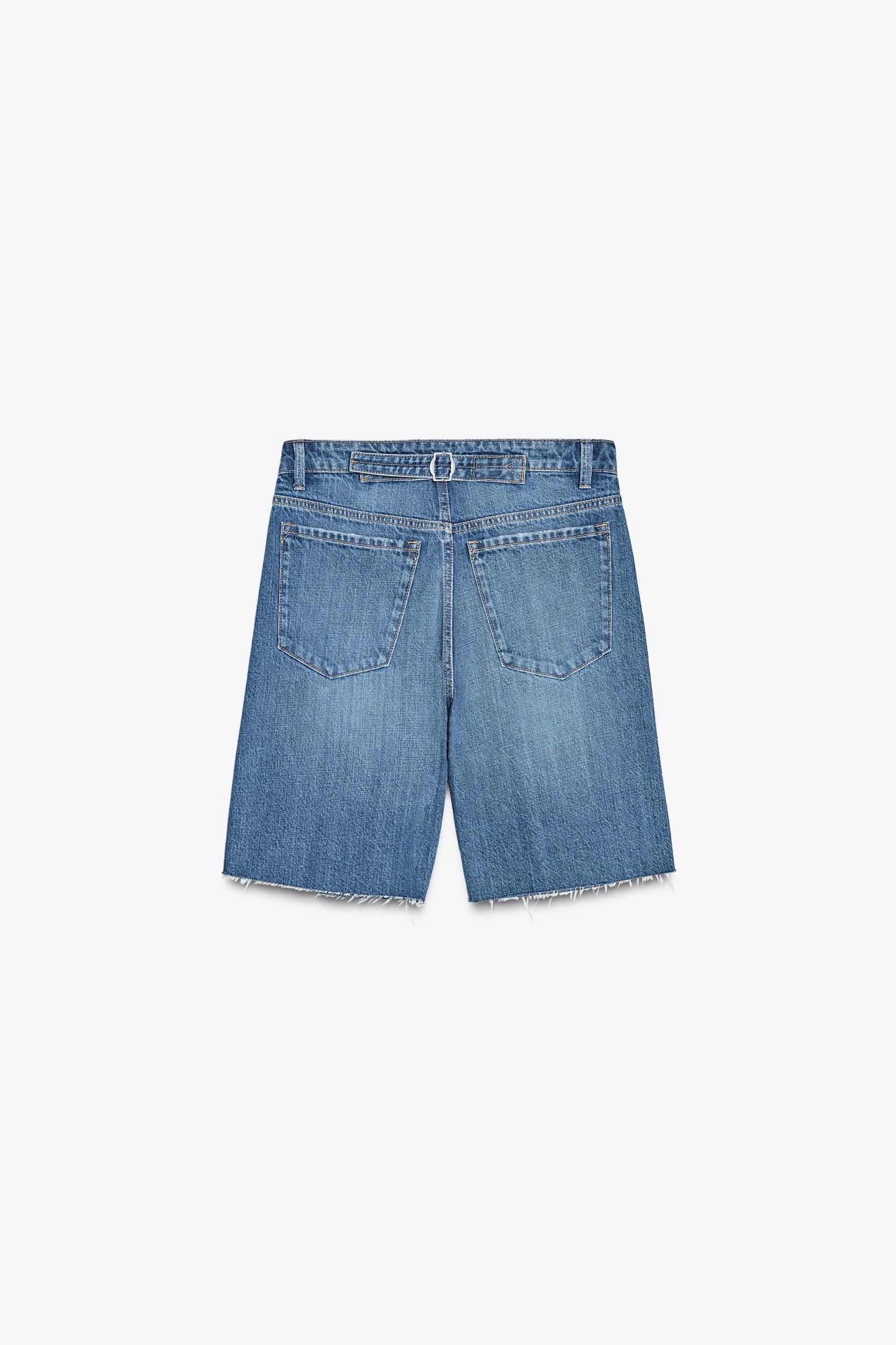 MID-RISE TRF BELT LOOP DENIM SHORTS Product Image