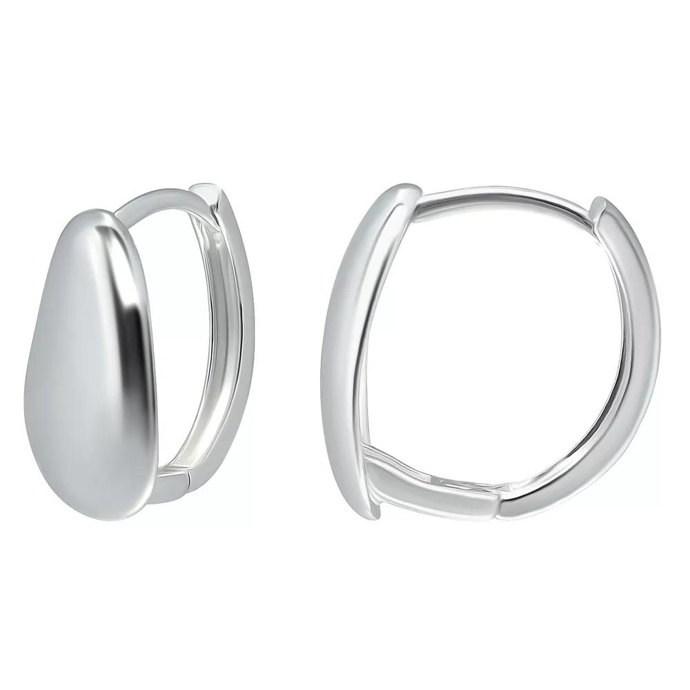 Aleure Precioso Sterling Silver Shield Huggie Earrings, Women's Product Image