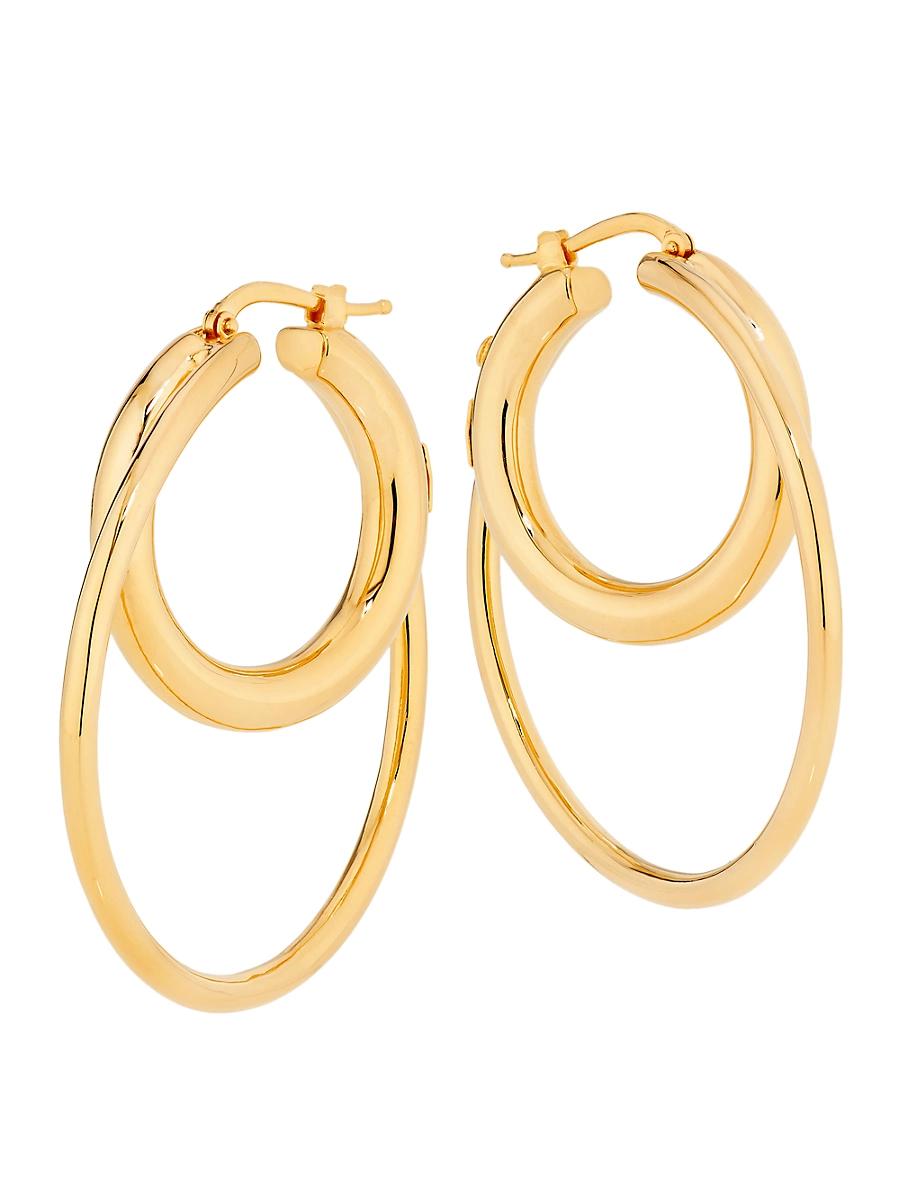 Womens 18K Yellow Gold Medium Double-Hoop Earrings Product Image