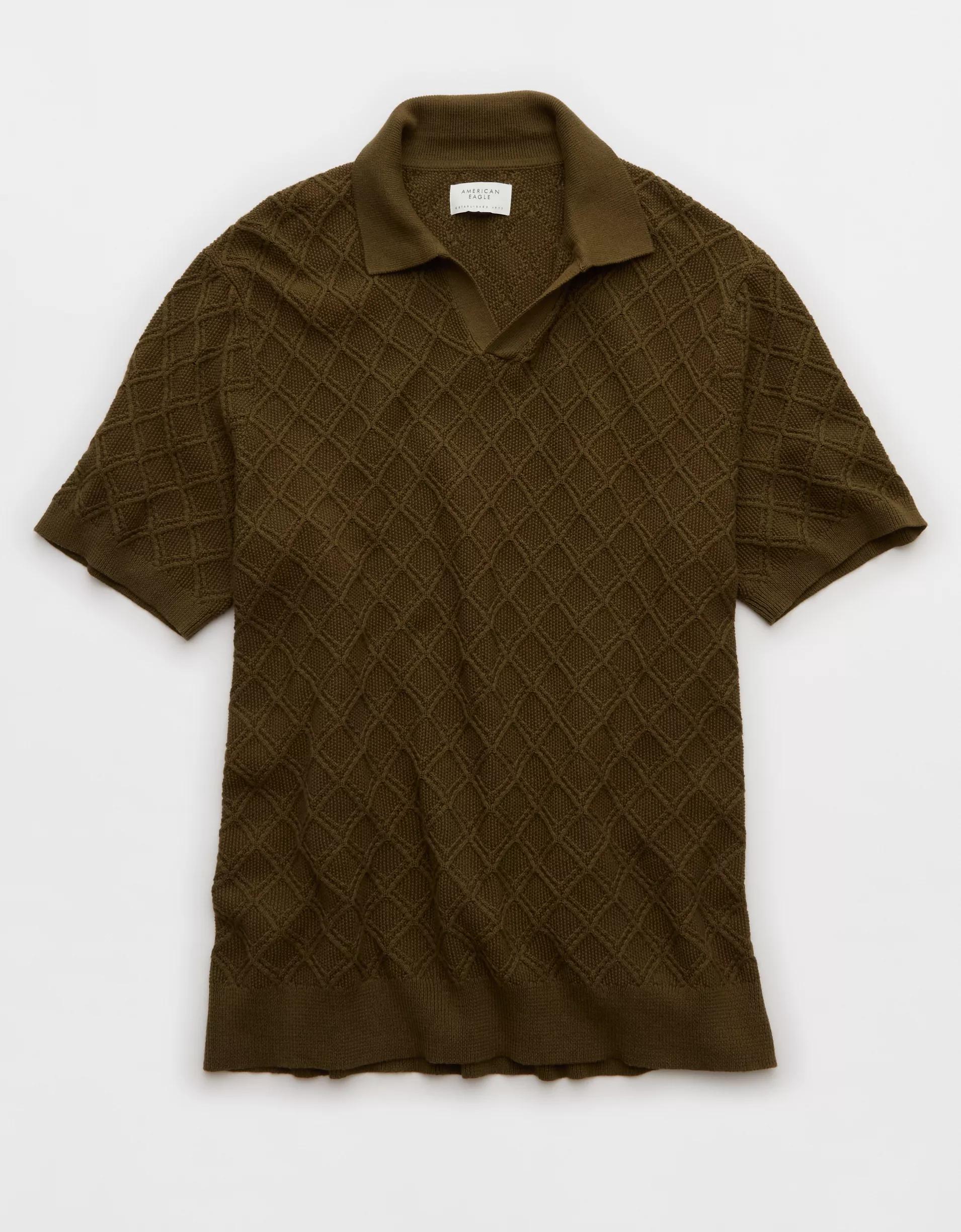 AE Weekend Cable Knit Sweater Polo Shirt Product Image