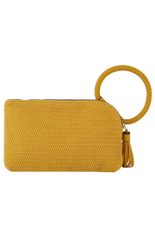 Canvas Cuff Handle Tassel Wristlet Clutch Product Image