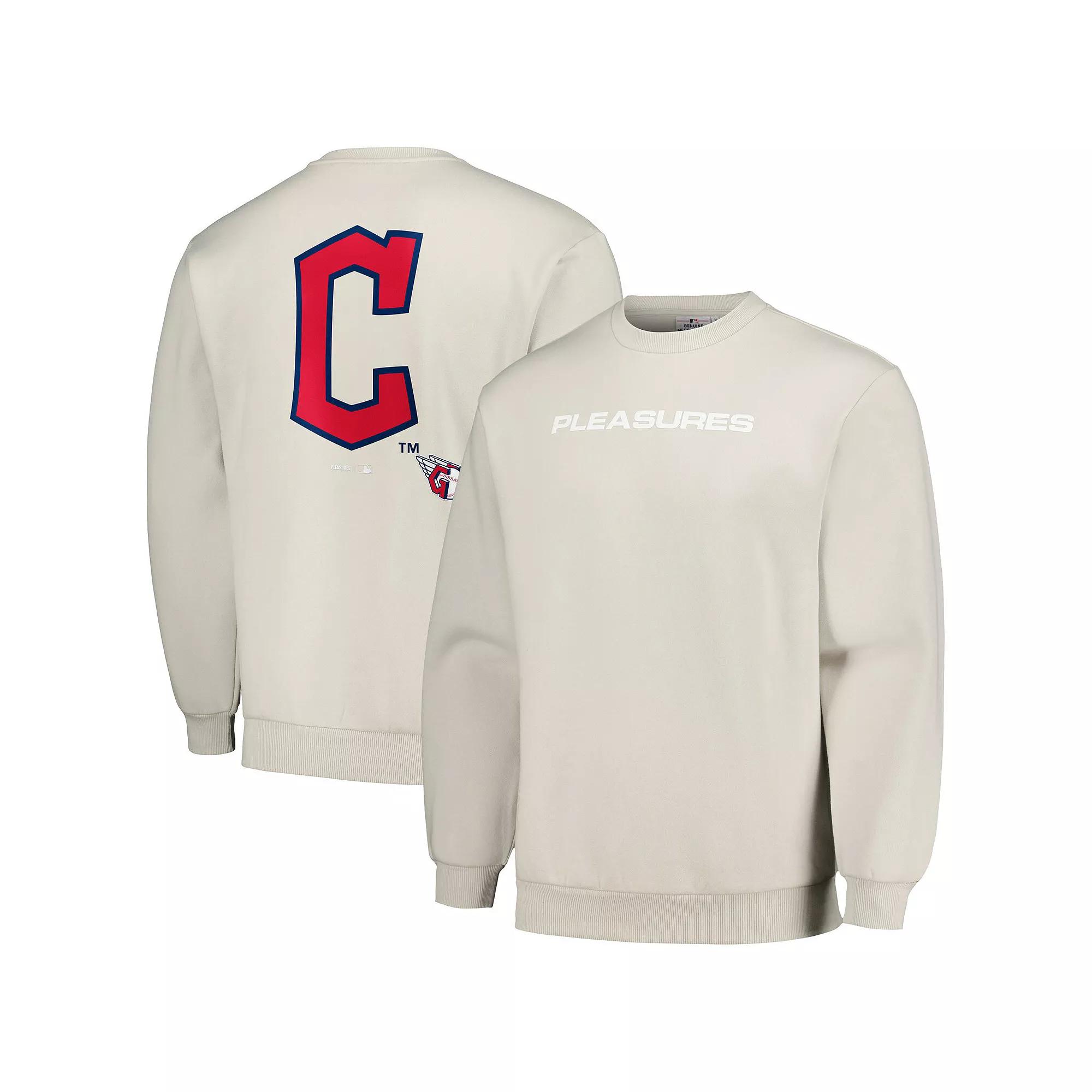 Men's PLEASURES Gray Cleveland Guardians Ballpark Pullover Sweatshirt,  Product Image