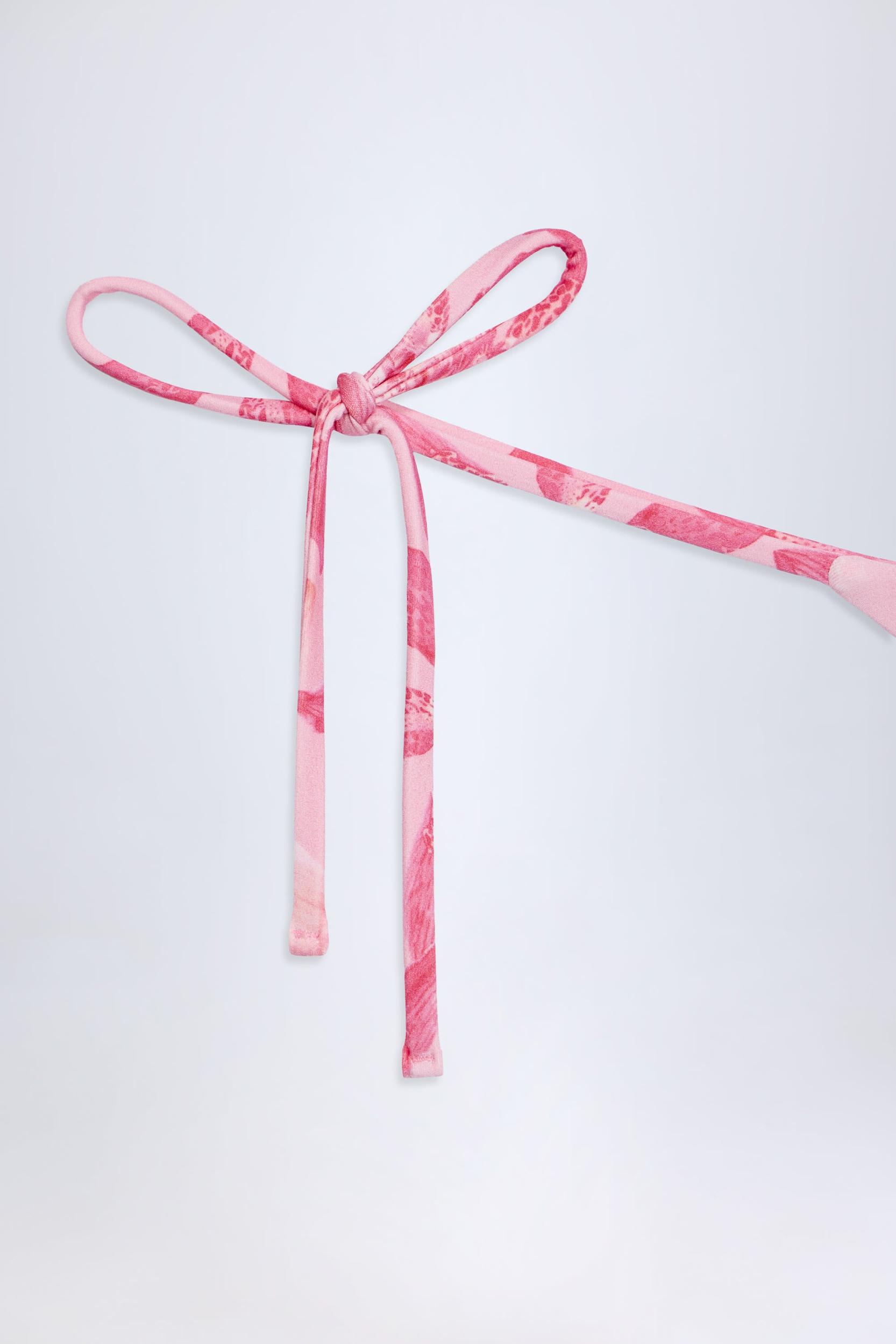 Side-Tie Thong Bikini Bottoms in Pink Orchid Print Product Image