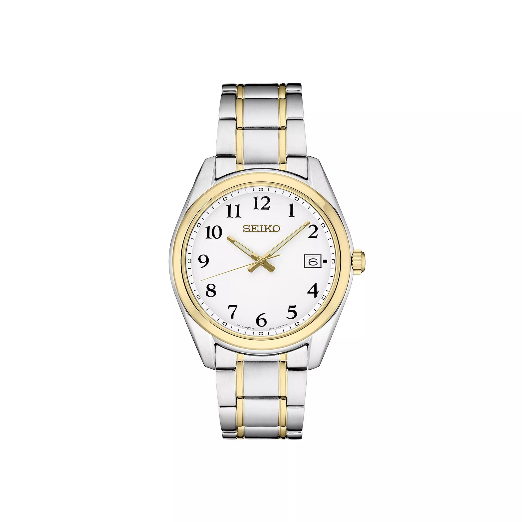 Seiko Mens Essential Two Tone Stainless Steel White Dial Watch - SUR460 Gold Silver Product Image