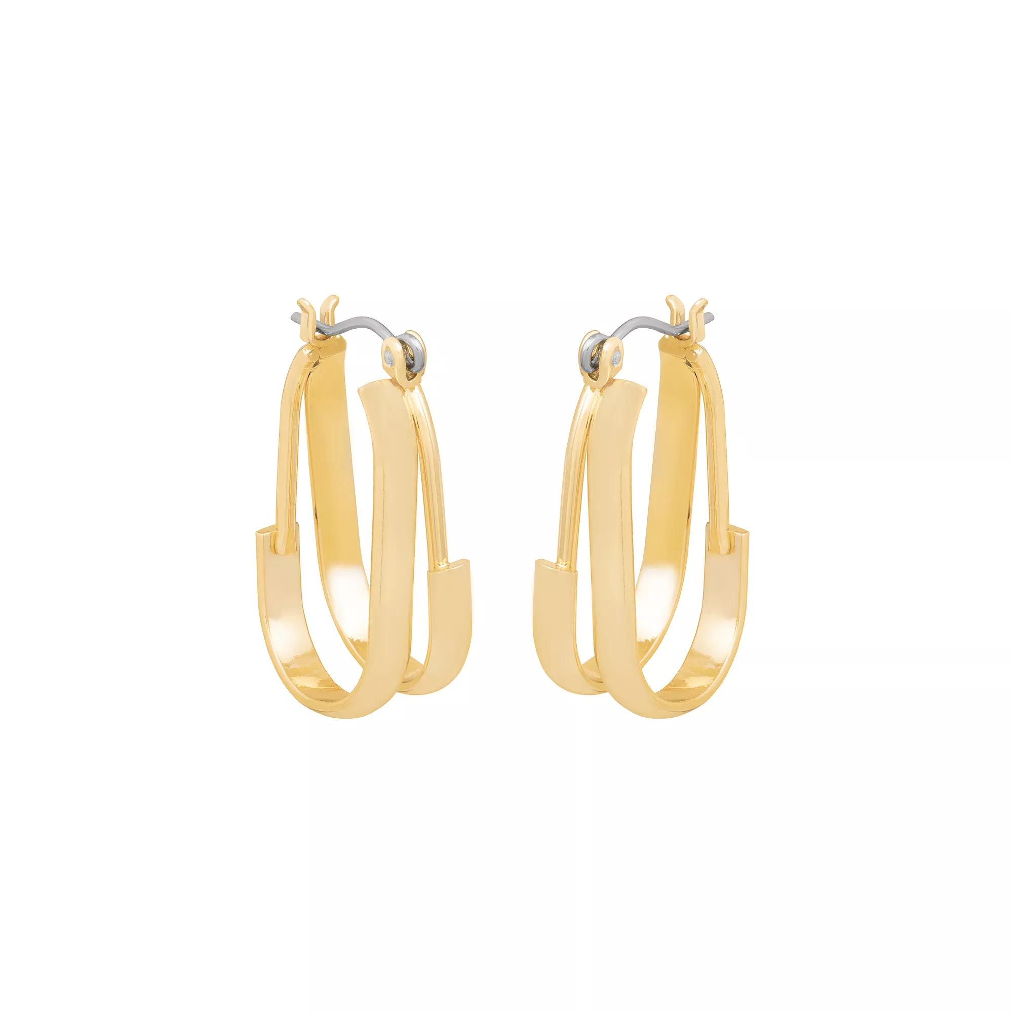 LC Lauren Conrad Gold Tone Double Oval Hoop Earrings, Women's, None Product Image