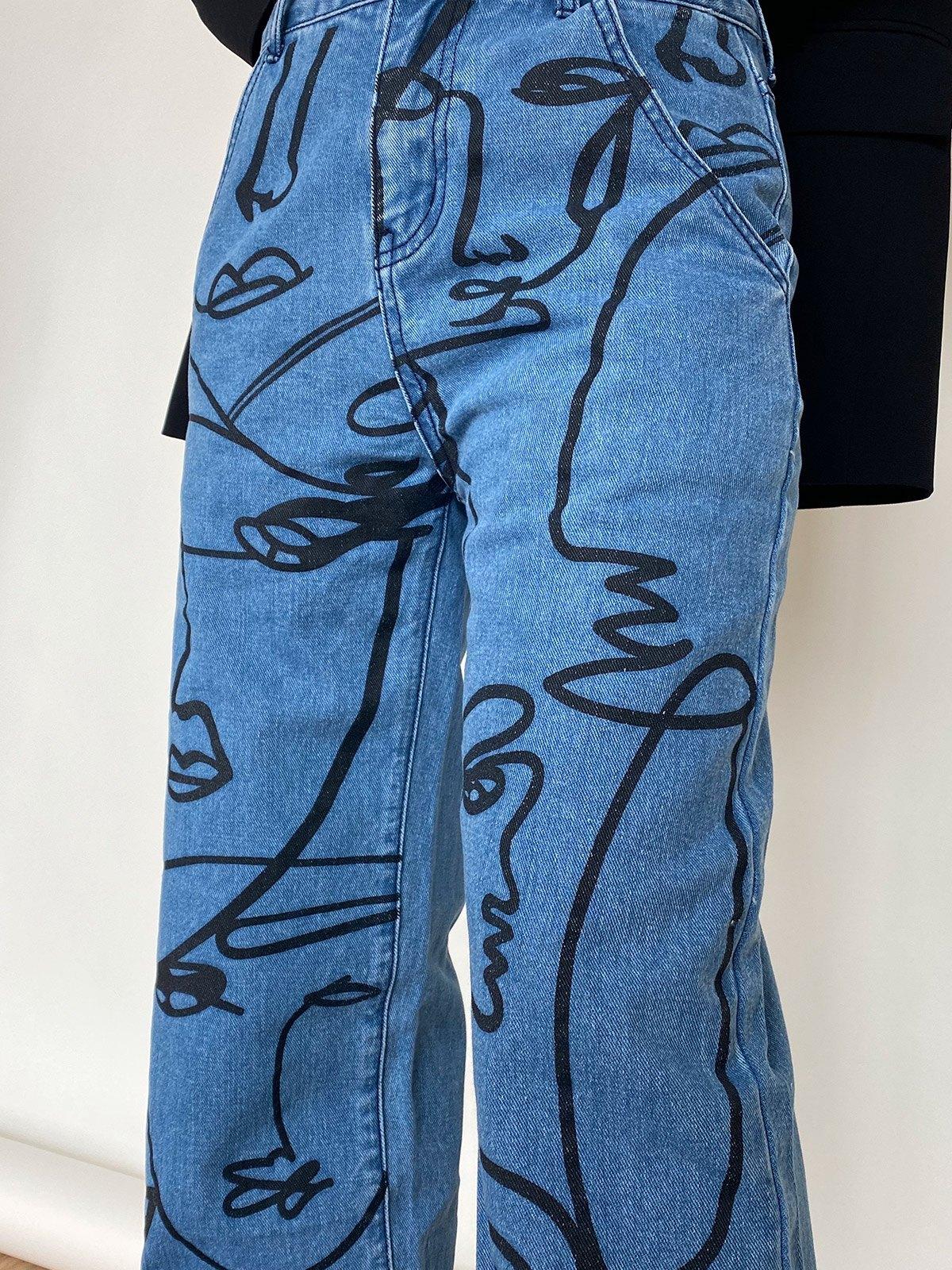 Art Abstract Lines Drawing Boyfriend Jeans Product Image