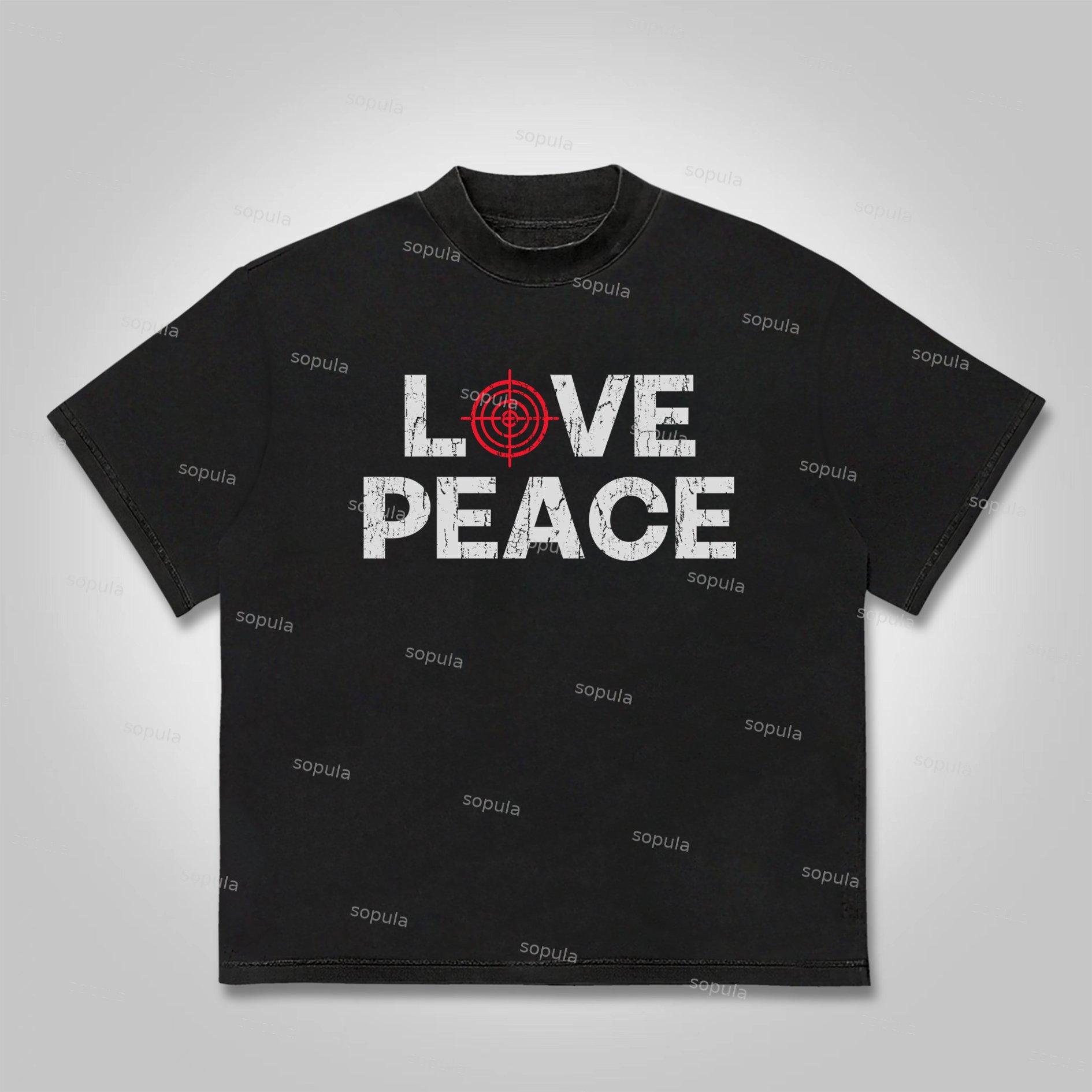 Sopula Love Peace Retro Deconstructed Gun Graphic Cotton T-shirt Product Image