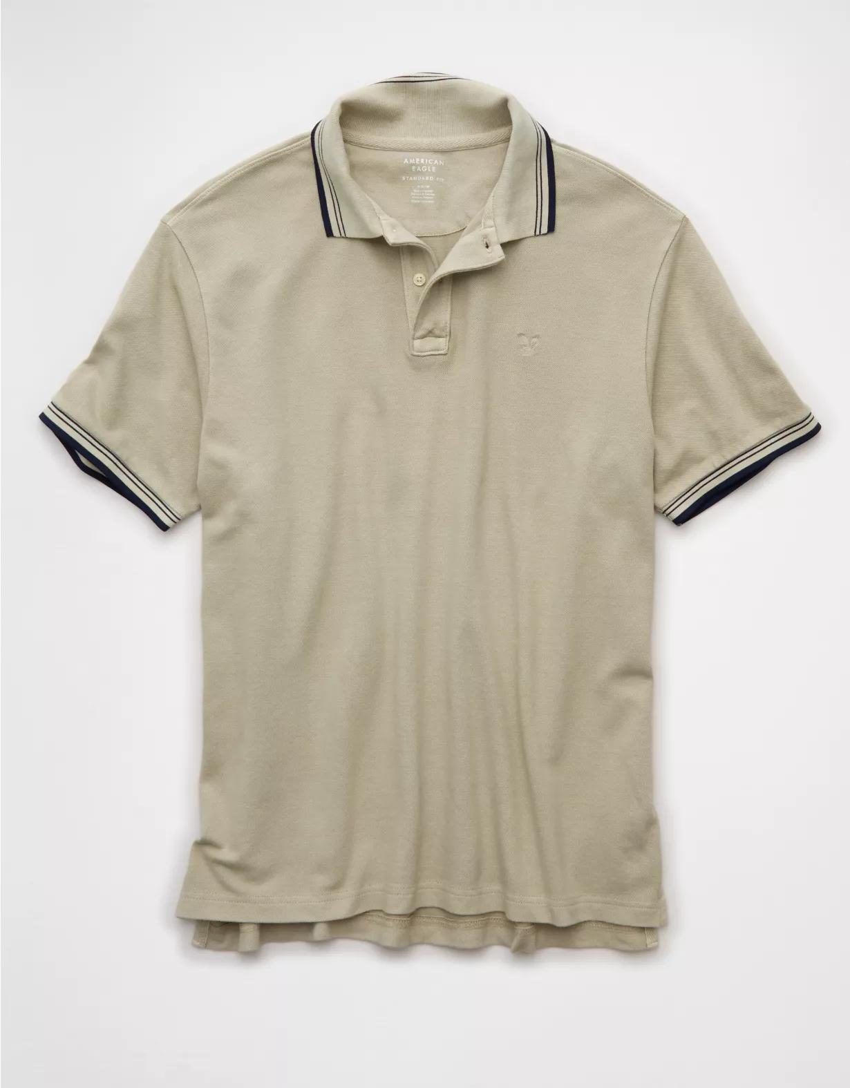AE Stretch Pique Tipped Polo Shirt Product Image