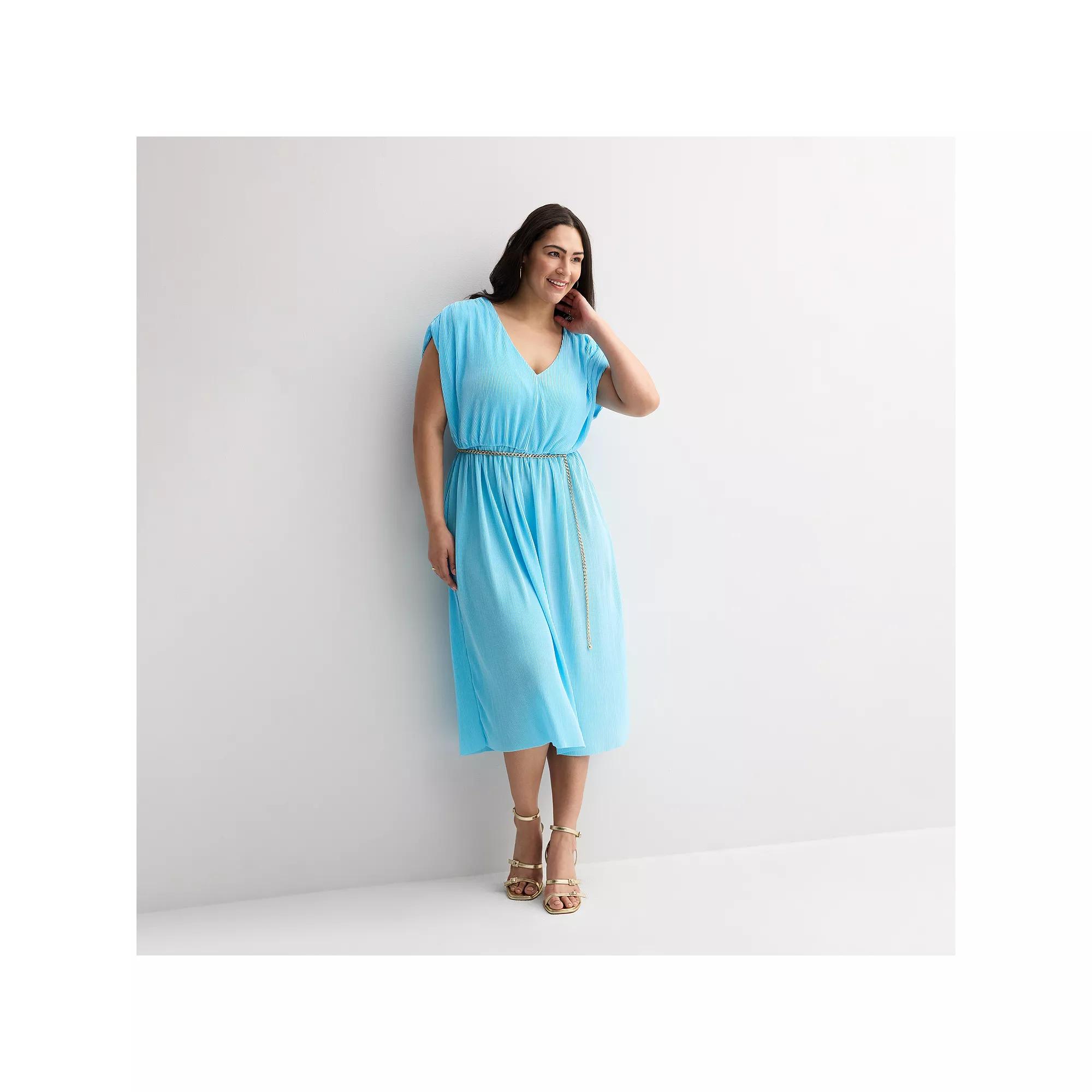 Plus Size INTEMPO™ Plisse Midi Dress, Women's, Size: 3XL, Blue Product Image