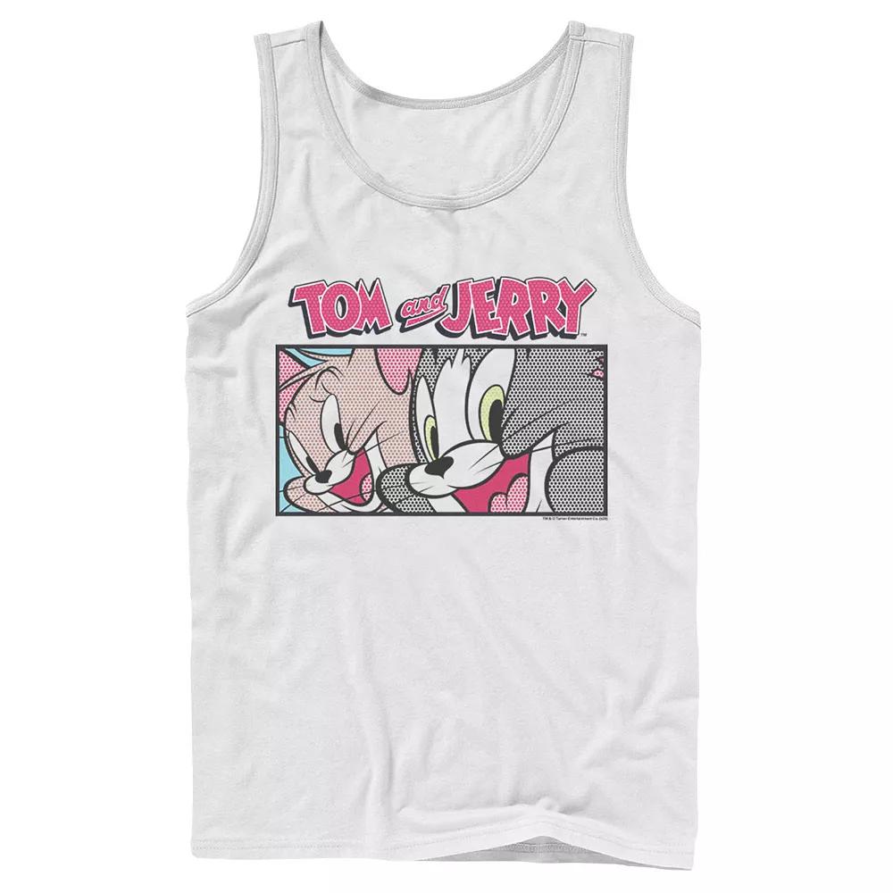 Mens Tom And Jerry Comic Panel Tank Top, Men's, Size: Large, White Product Image