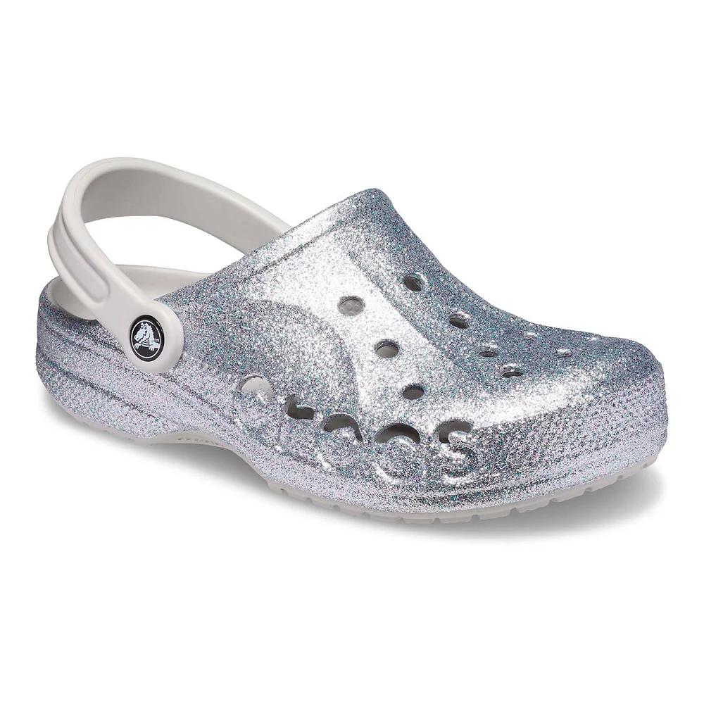 Crocs Baya Women's Glitter Clogs, Size: M8W10, Silver Glitter Product Image