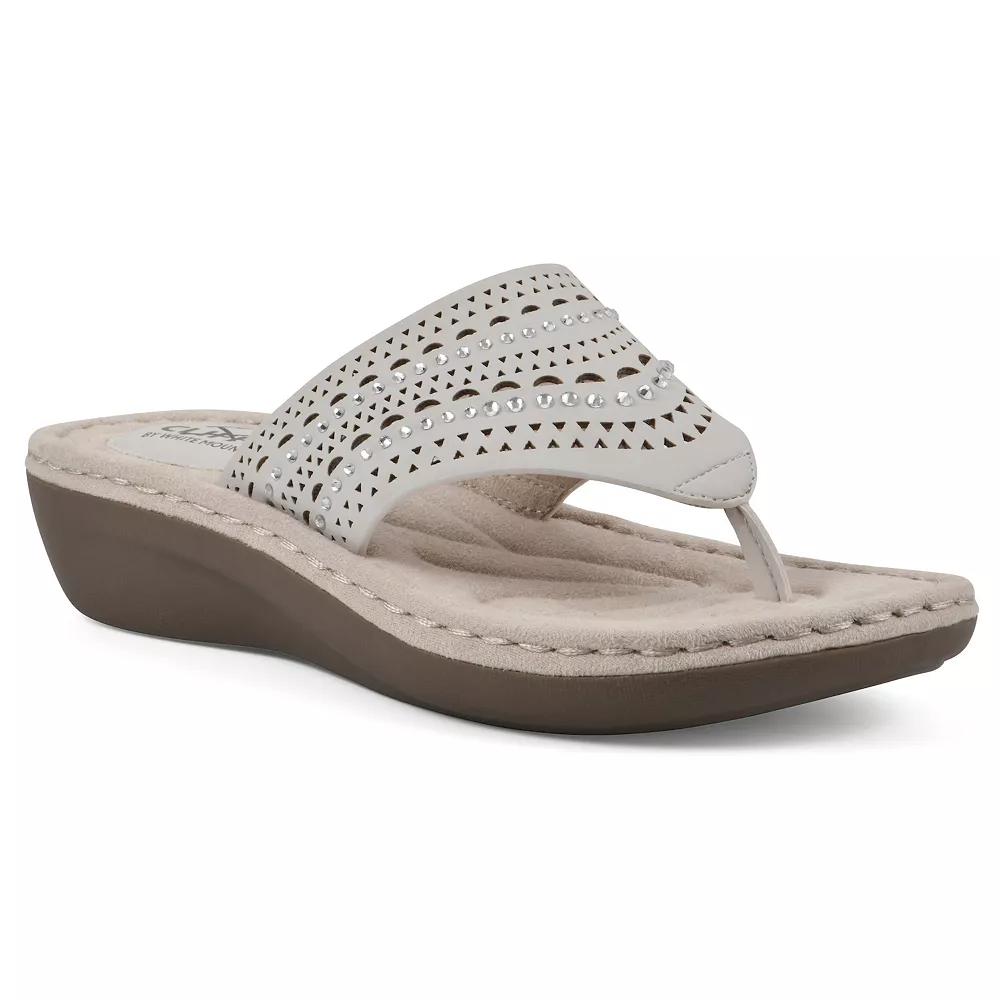 Cliffs by White Mountain Comate Women's Thong Sandals, Size: 9.5 Wide, White Nubuck Product Image