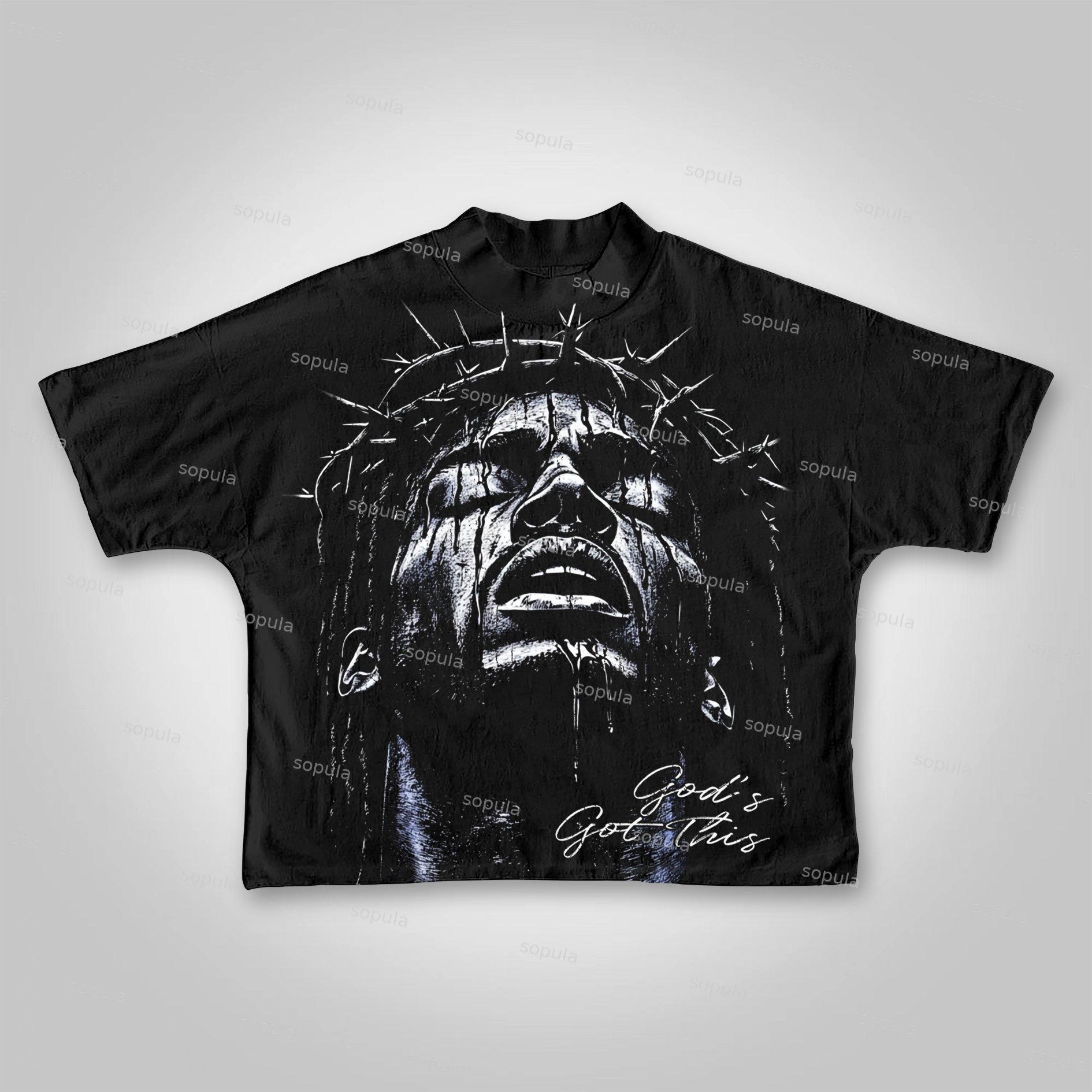 Sopula God's Got This Vintage Jesus Graphic Cropped T-shirts Product Image