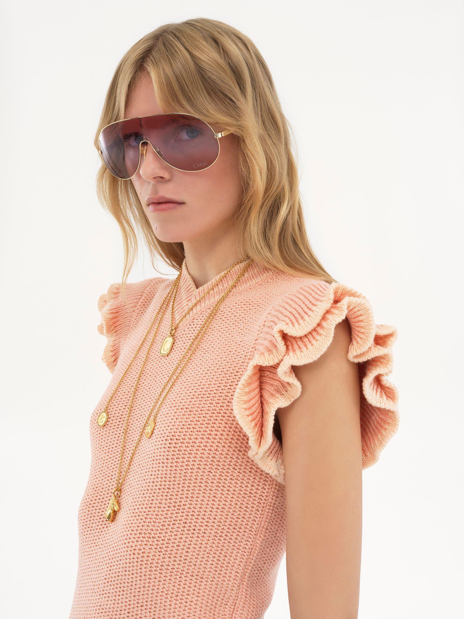 Short-sleeve knit top in wool knit Product Image