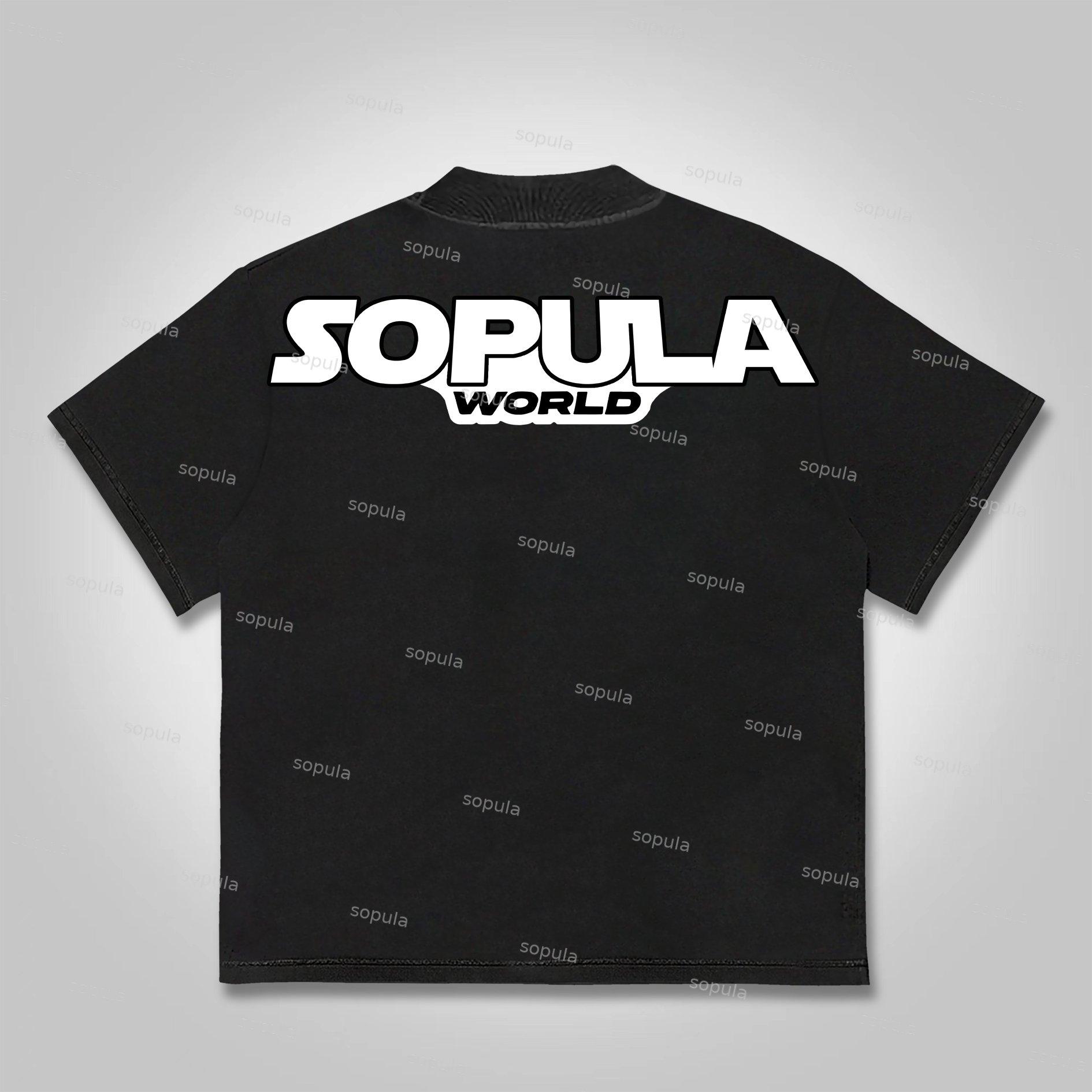Sopula Street Map Crosshair Pattern Cotton T-shirt Product Image