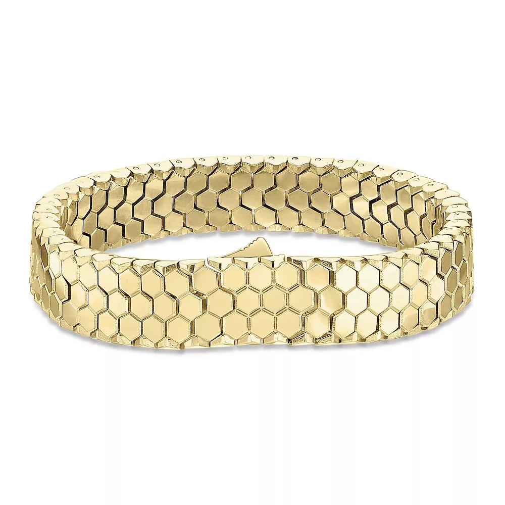 Men's LYNX Stainless Steel Honey Comb Bracelet, Size: 8.5", Gold Tone Product Image