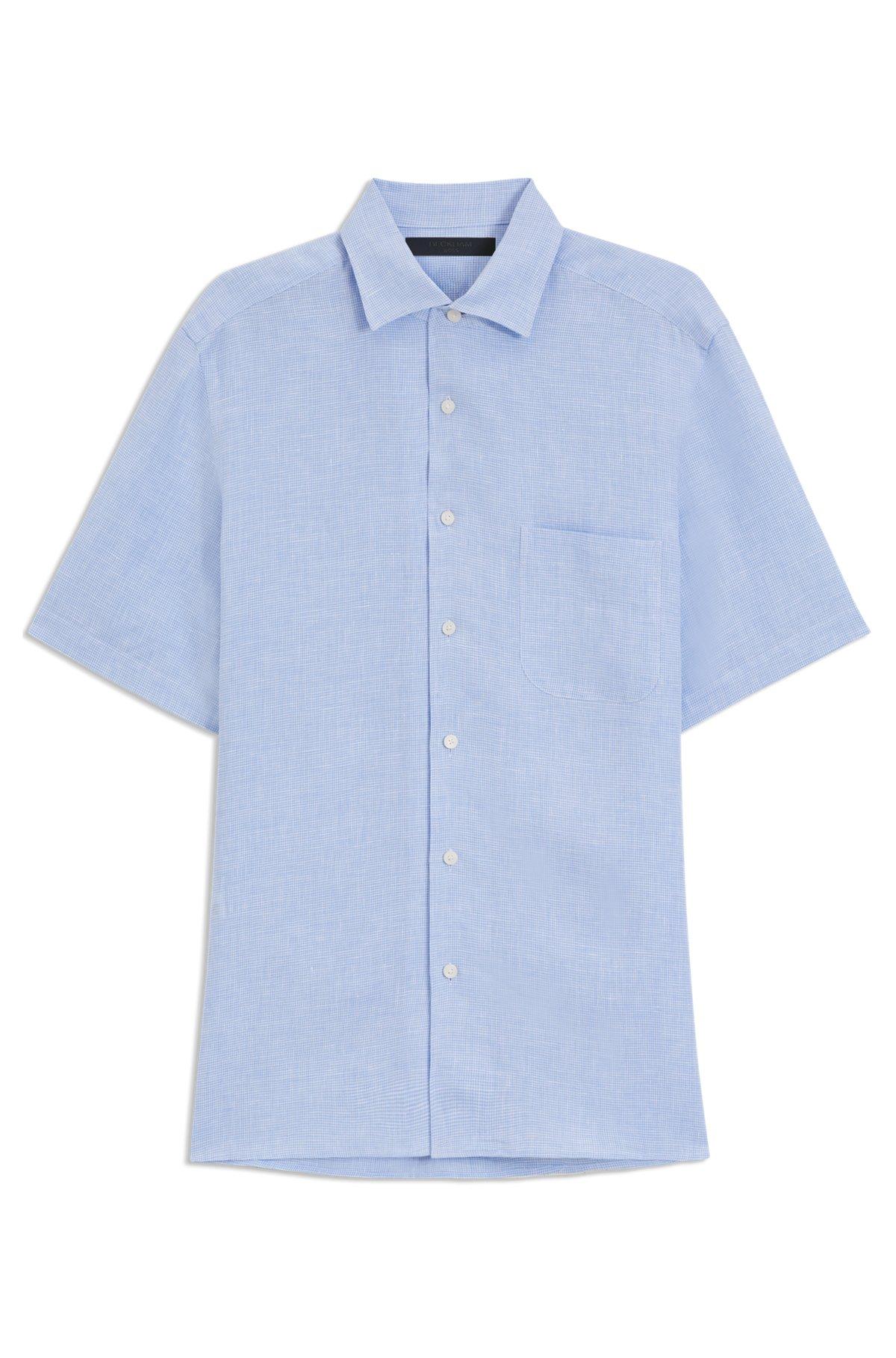 BOSS - BECKHAM x BOSS regular-fit shirt in 100% linen - Light Blue Product Image
