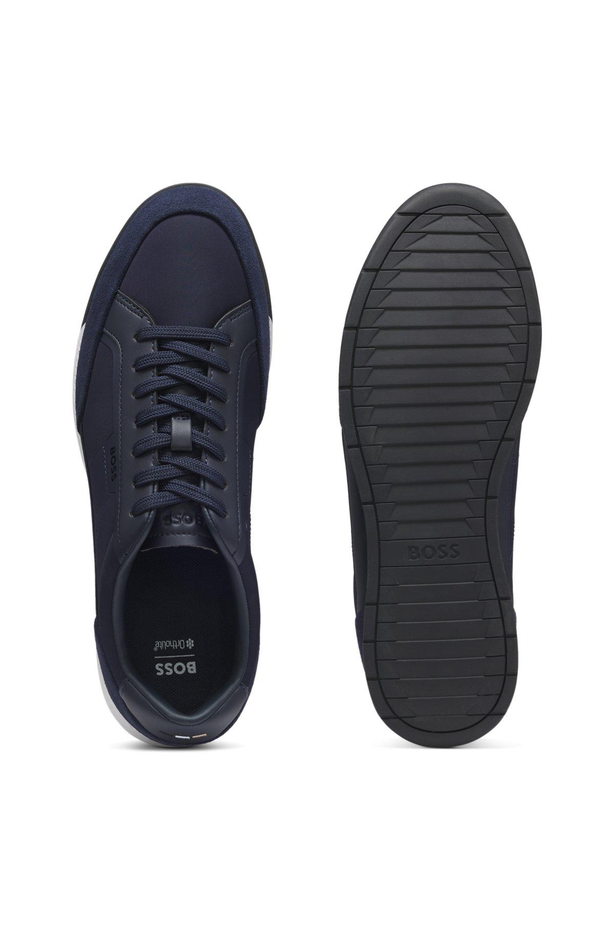 Low-top trainers with suede and faux leather Product Image