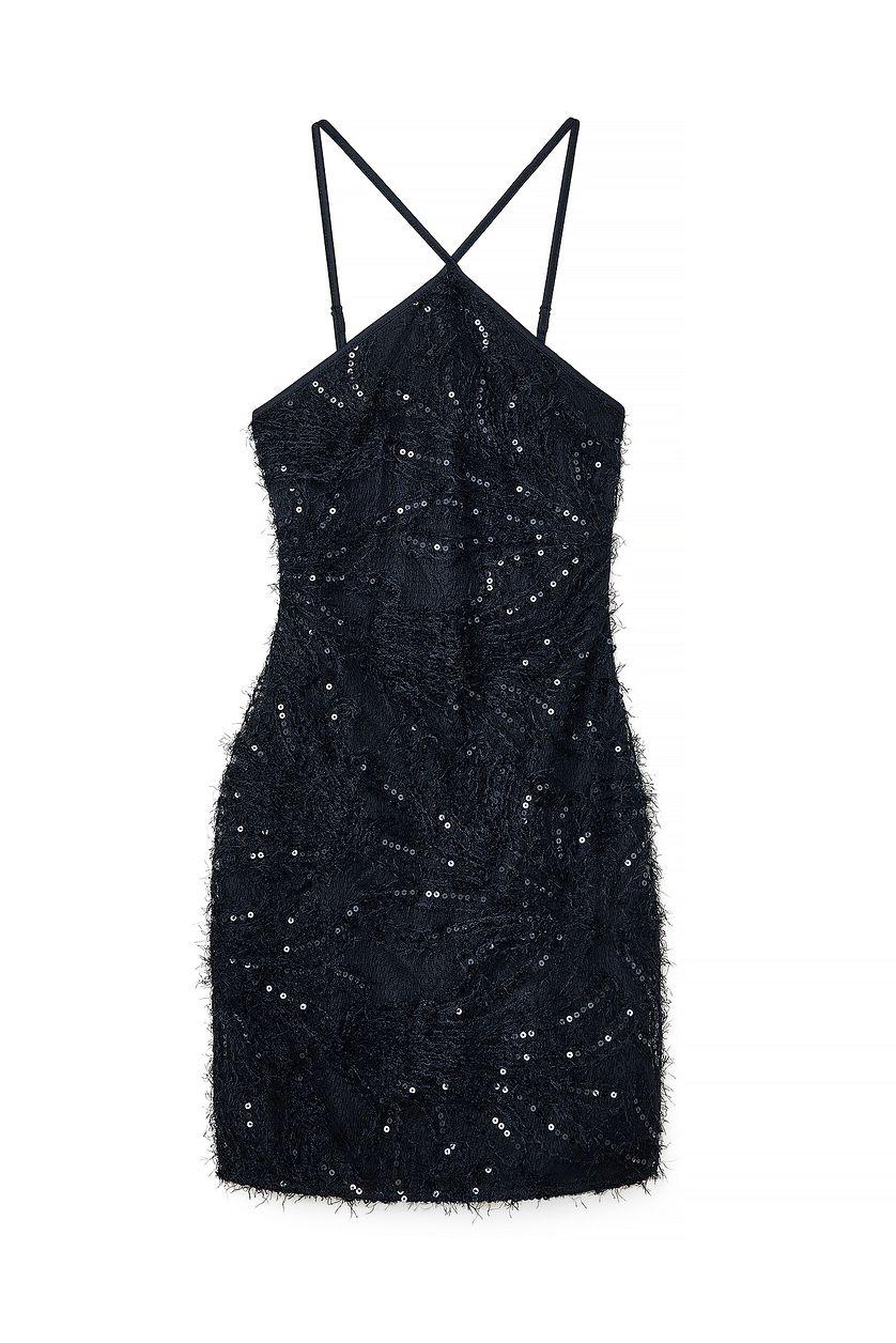 Feather Sequin Mini Dress Product Image