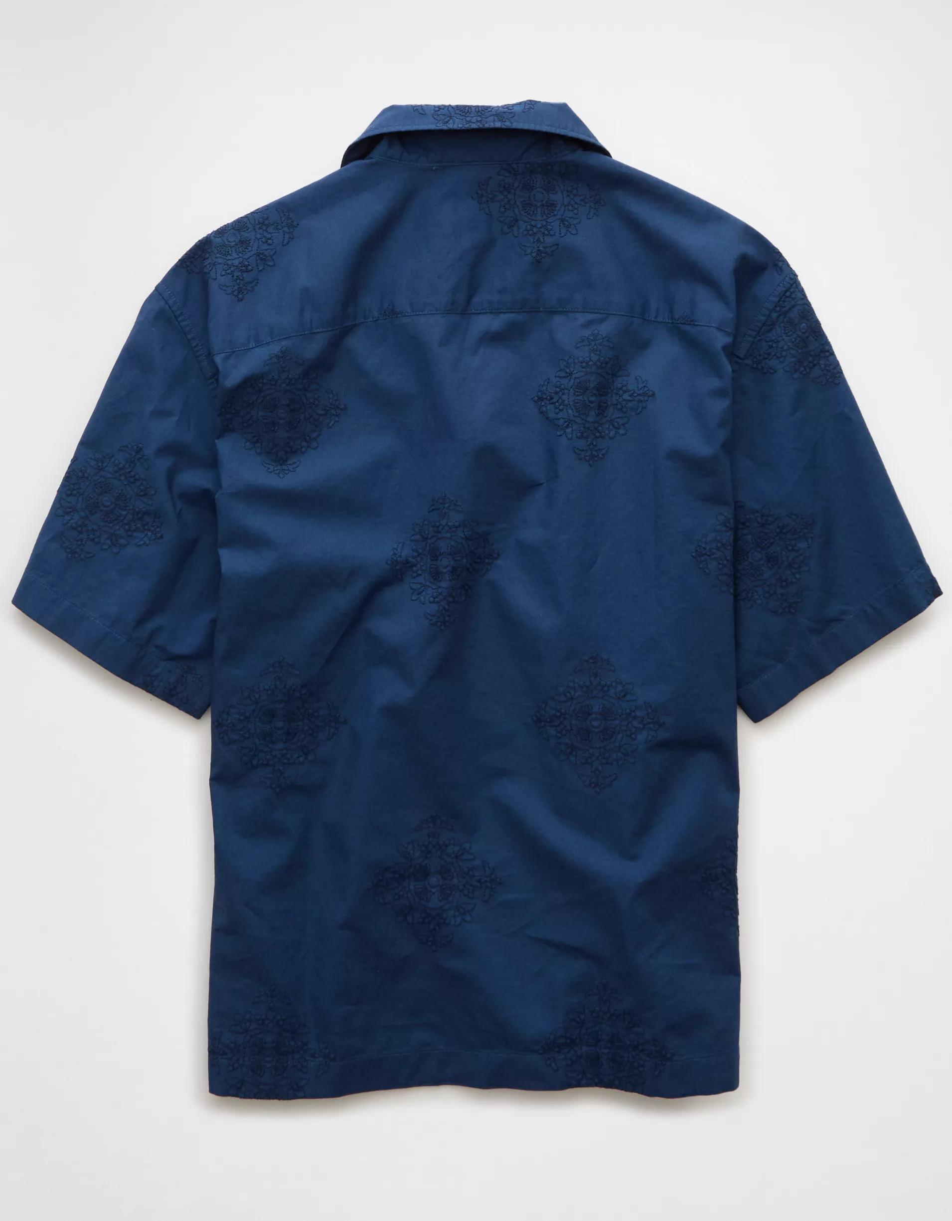 AE Poolside Linen-Blend Printed Button-Up Shirt Product Image