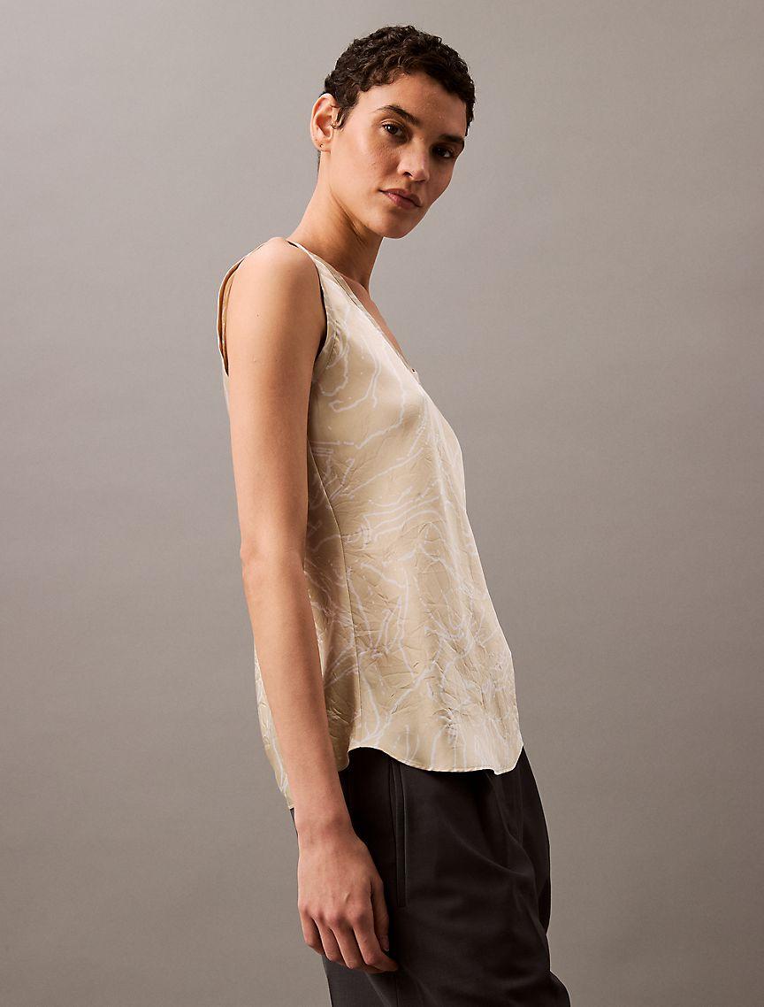 Crushed Satin Print Tank Top Product Image