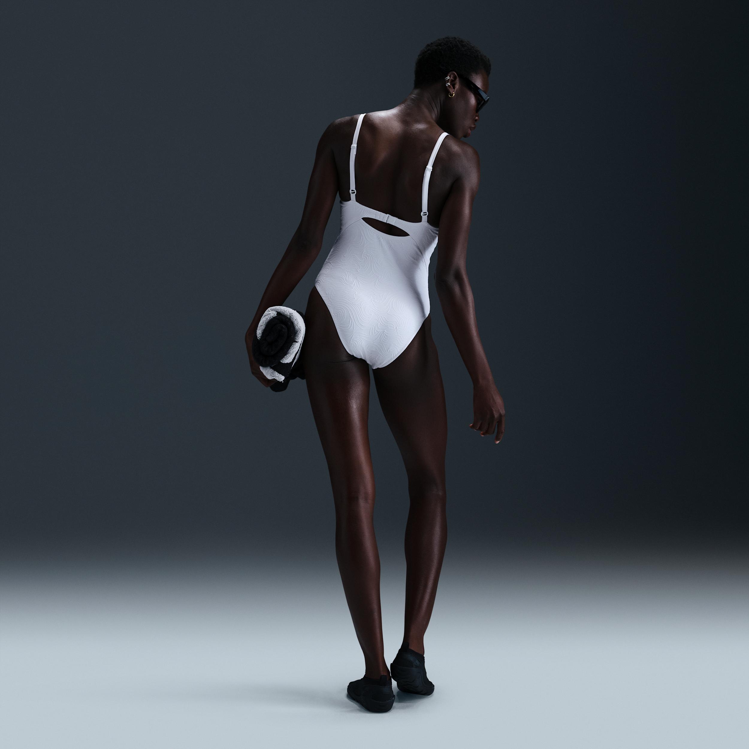 Nike Womens Swim Water Texture V-Neck One-Piece | NESSF261-100 Product Image