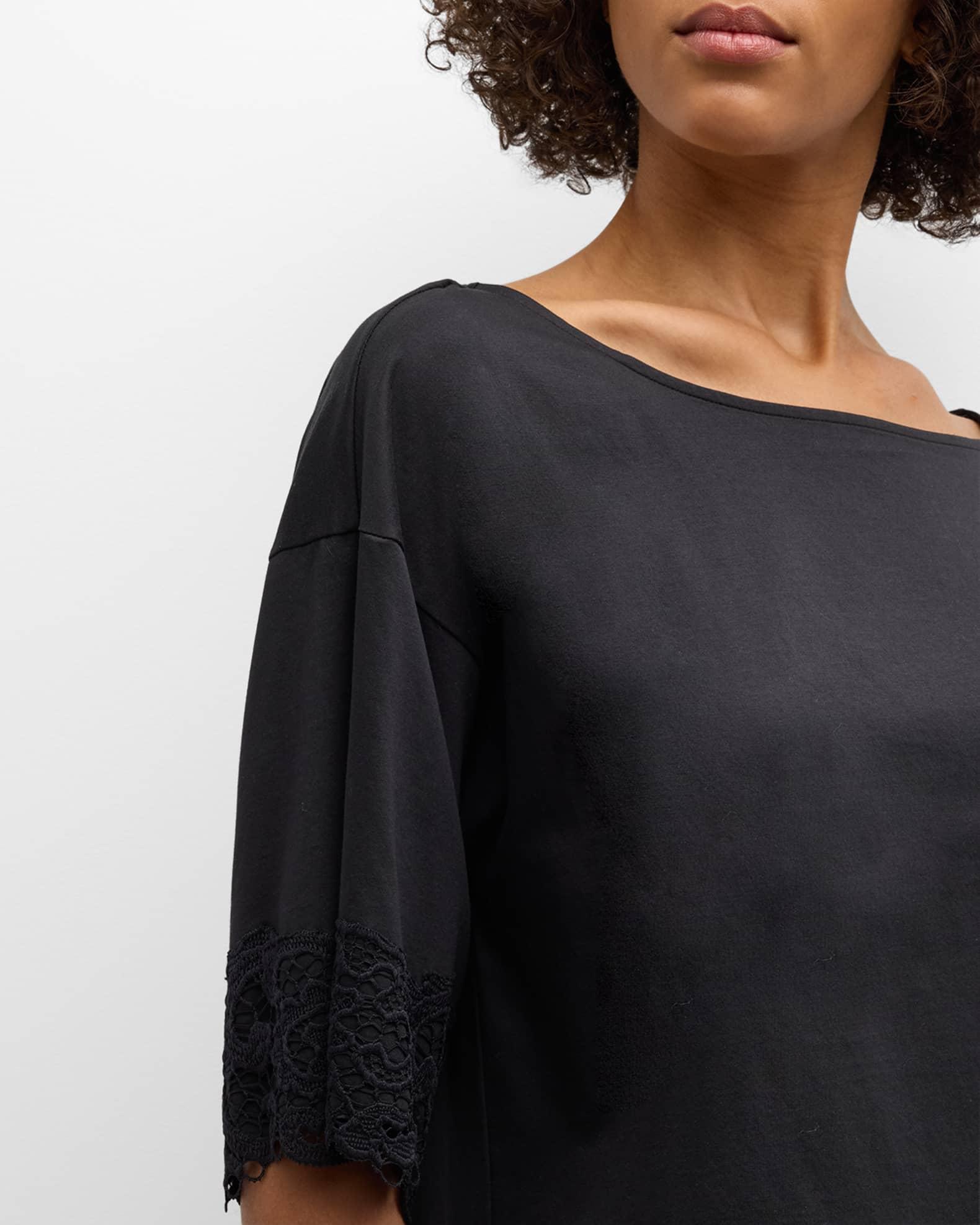 Bliss Harmony Lace-Trim Elbow-Sleeve T-Shirt Product Image