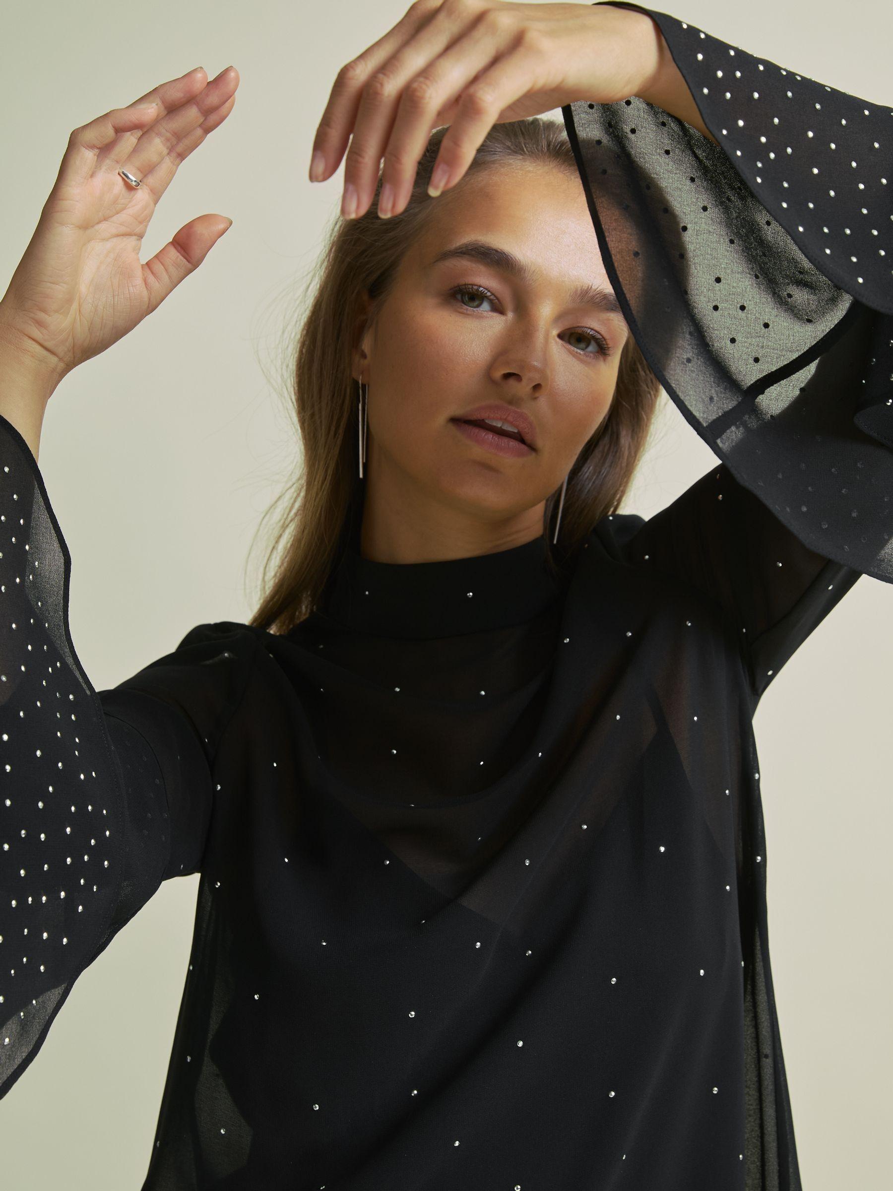 Florere Rib Knit Metallic Thread Midi Dress in Black Product Image