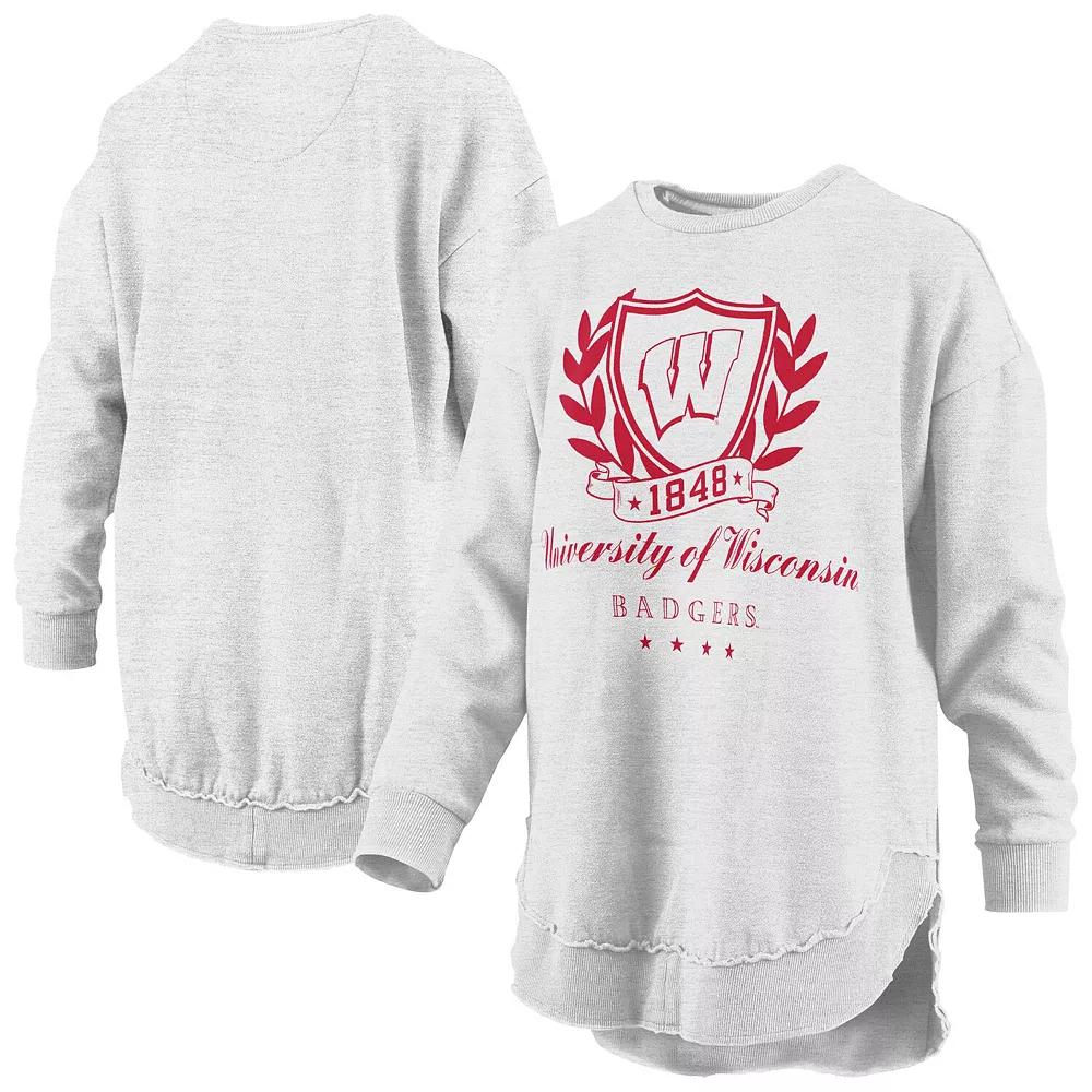 Women's Pressbox Heather Gray Wisconsin Badgers Field Day Melange Poncho Pullover Sweatshirt, Size: Small, Grey Product Image