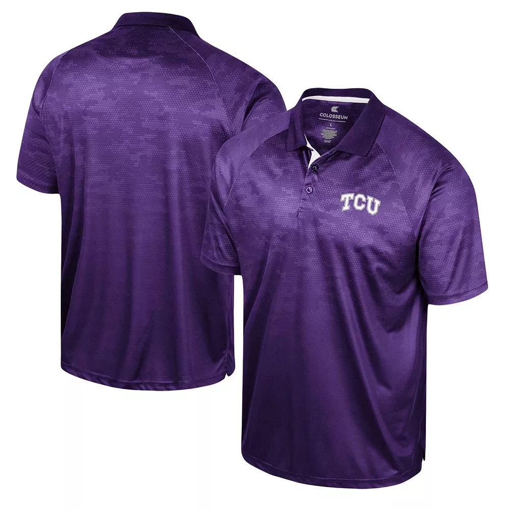 Men's Colosseum Purple TCU Horned Frogs Honeycomb Raglan Polo,  Product Image