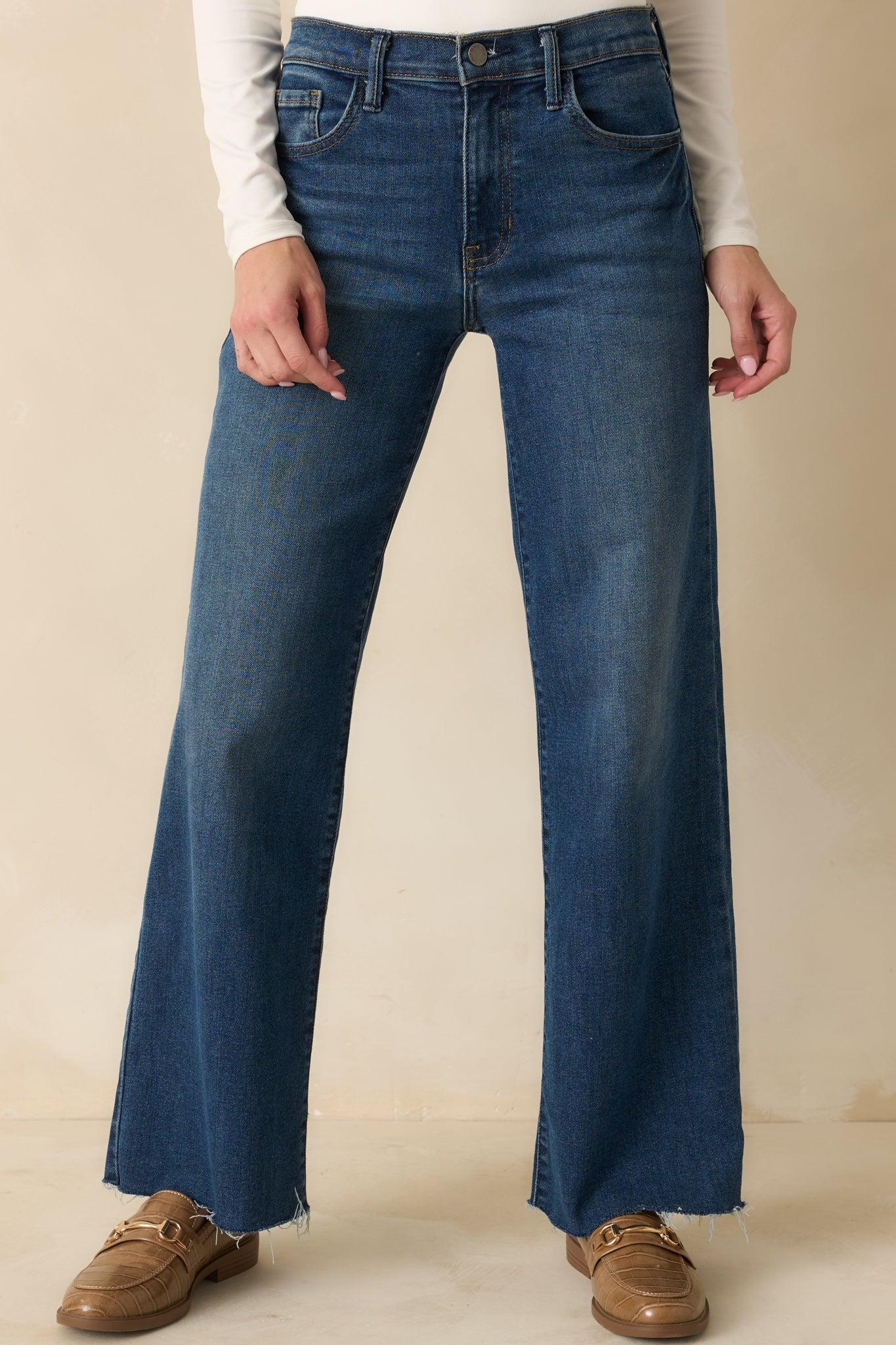 Always On Time Dark Wash Straight Leg Jeans Product Image