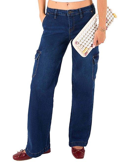YMI Jeanswear Low Rise Wide Leg Cargo Jeans Product Image