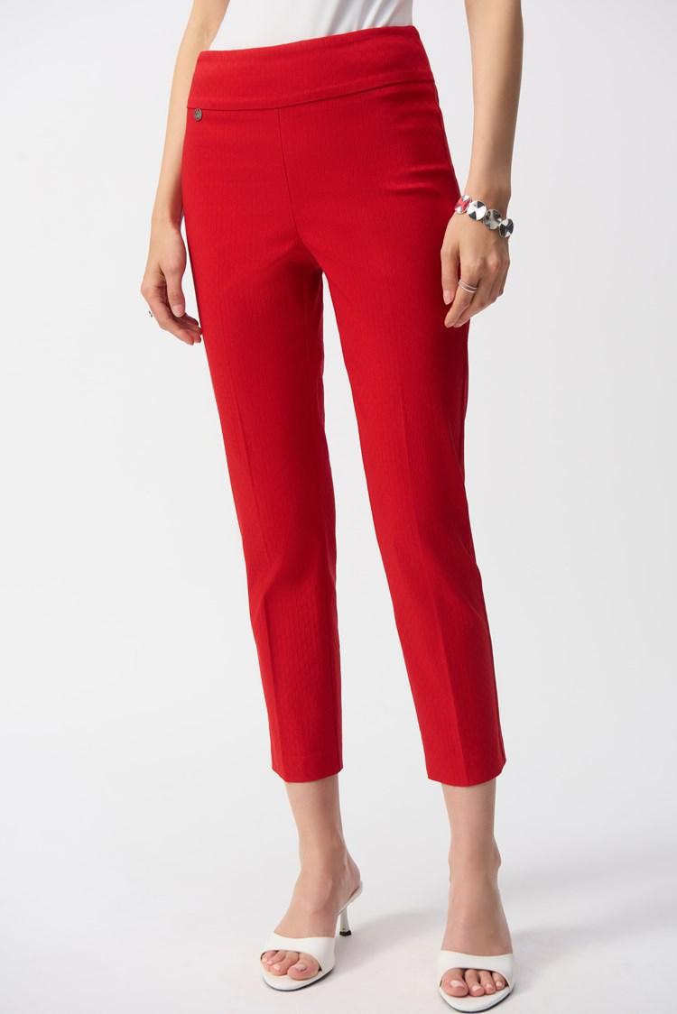 Textured Jacquard Crop Pull-On Pants- Radiant Red Product Image